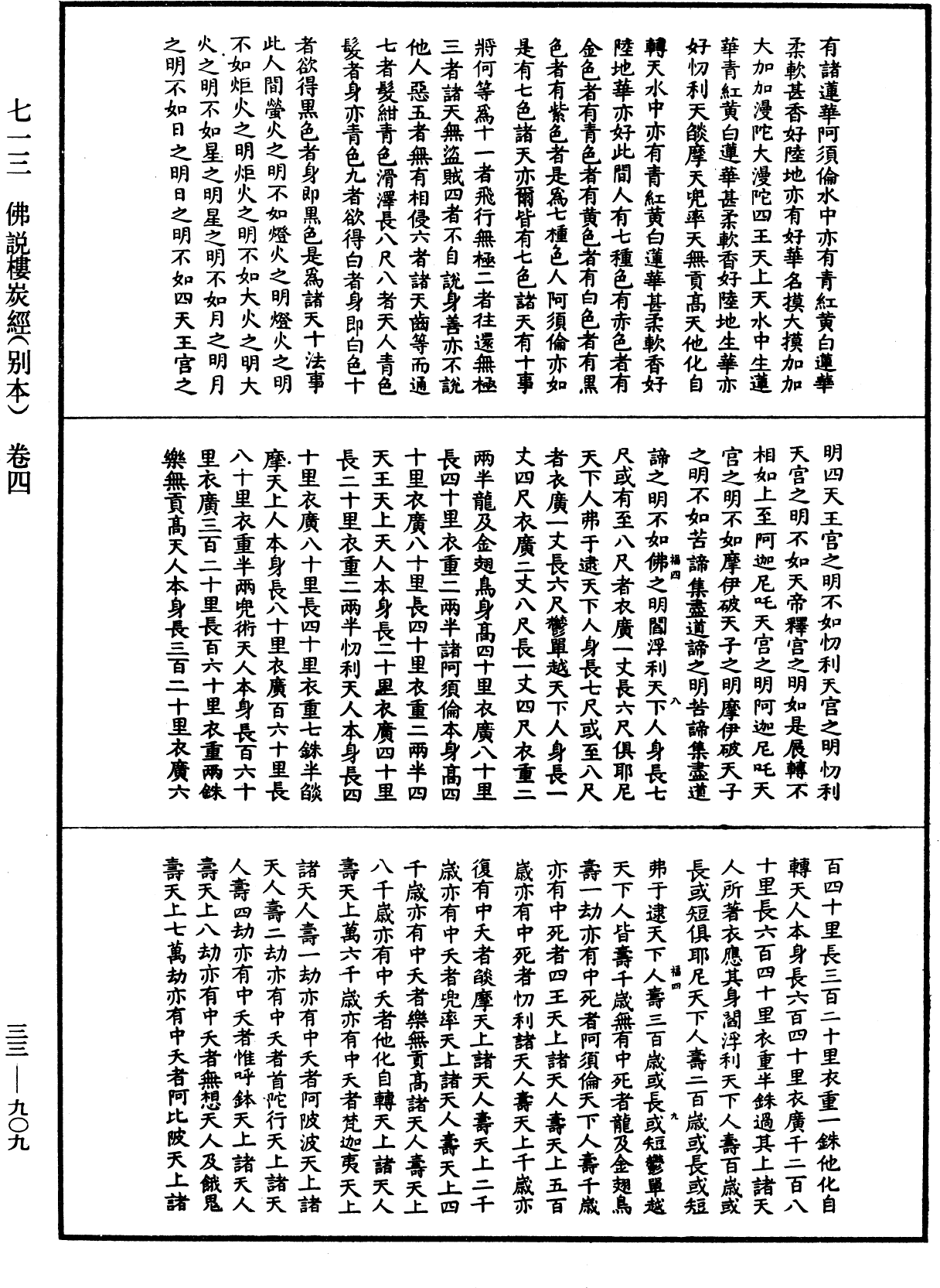 佛說樓炭經(別本)《中華大藏經》_第33冊_第0909頁