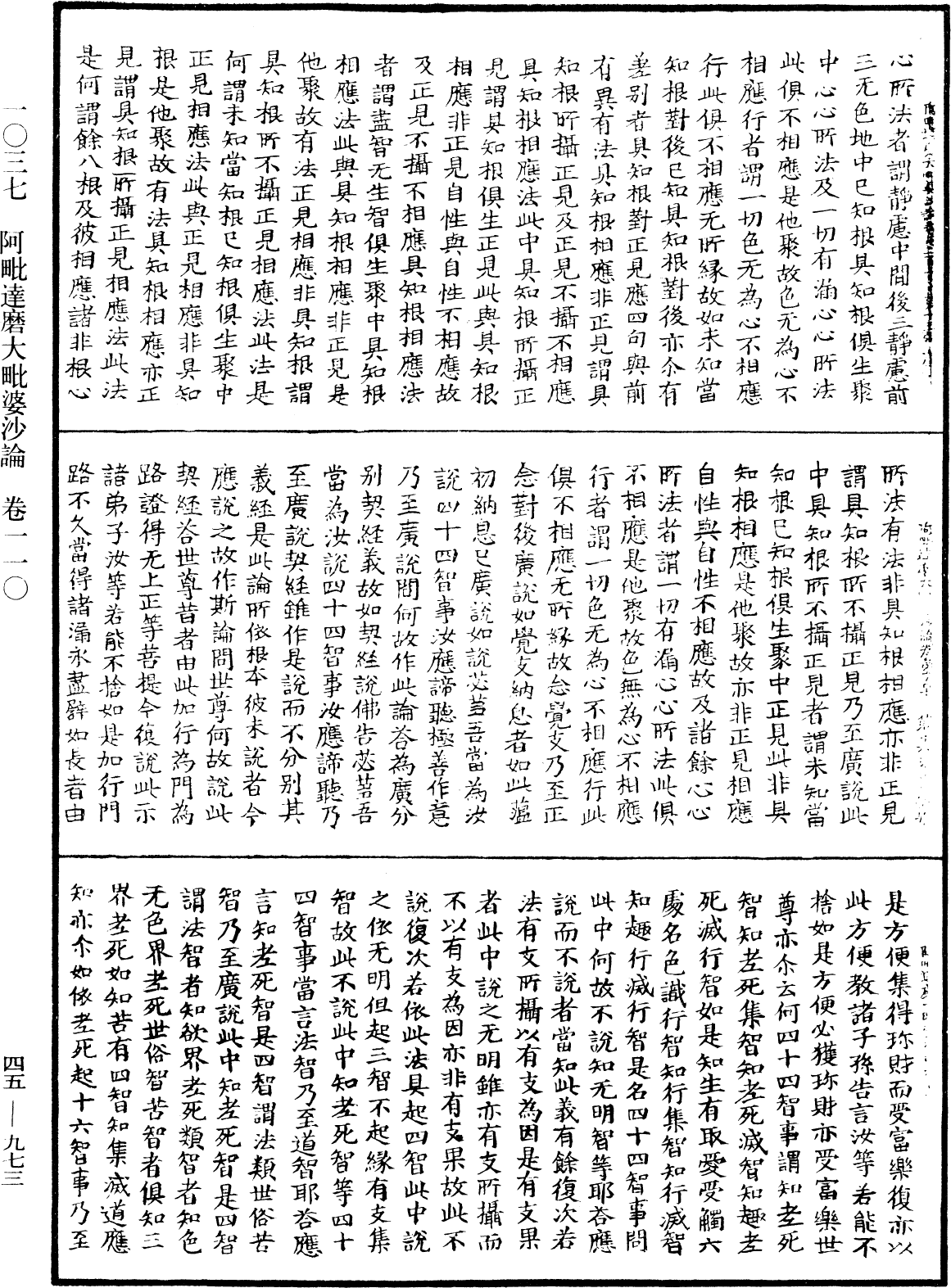 阿毗達磨大毗婆沙論《中華大藏經》_第45冊_第973頁