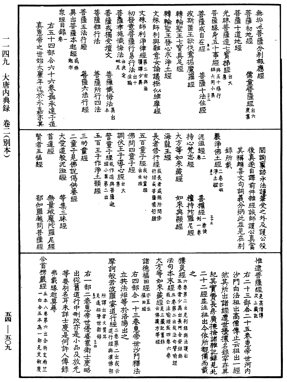 大唐内典录《中华大藏经》_第54册_第509页