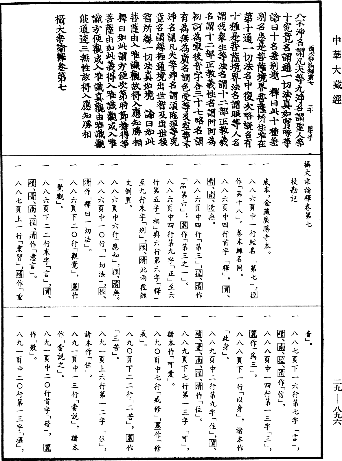 攝大乘論釋《中華大藏經》_第29冊_第0896頁