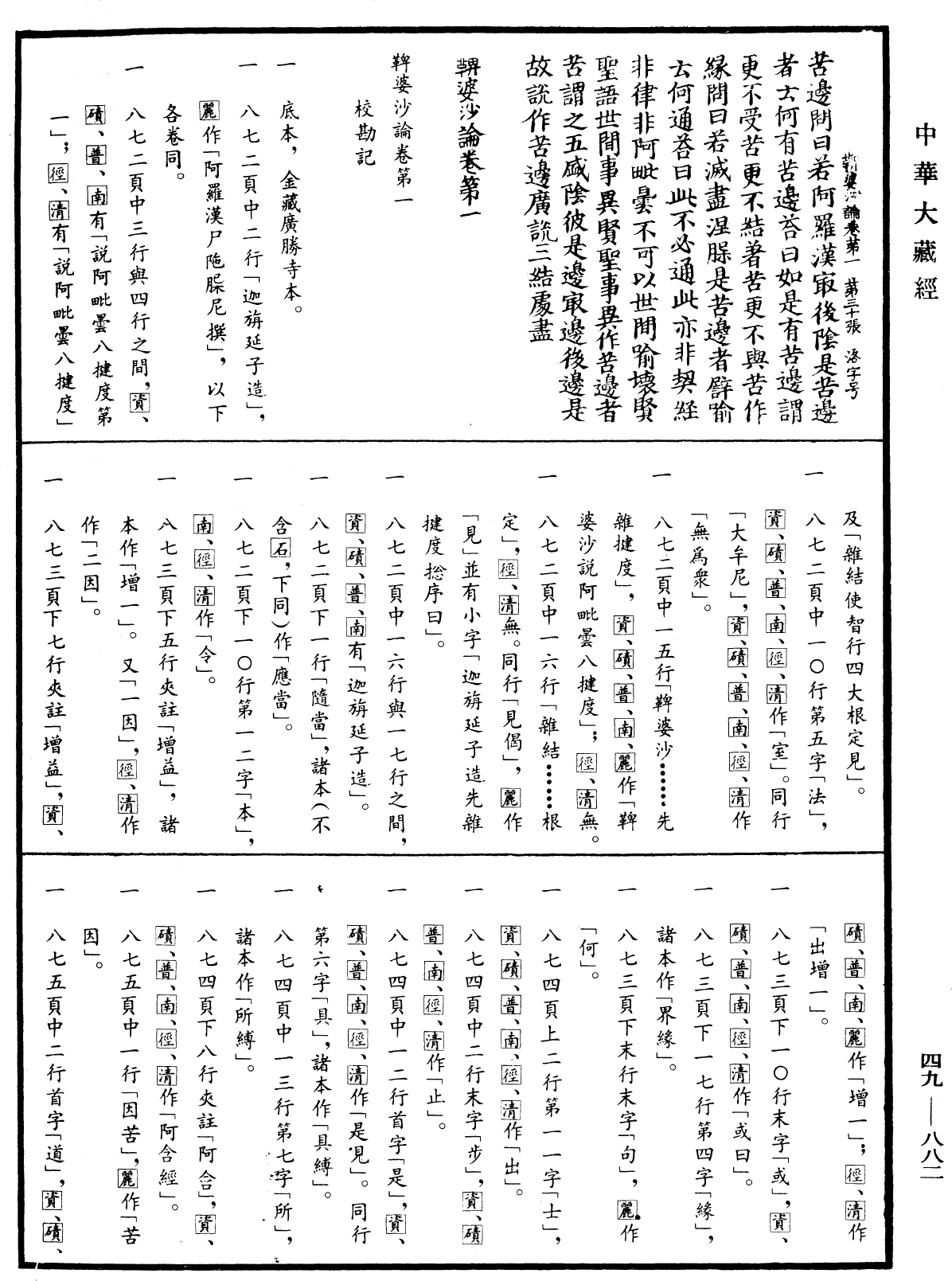 鞞婆沙論《中華大藏經》_第49冊_第0882頁