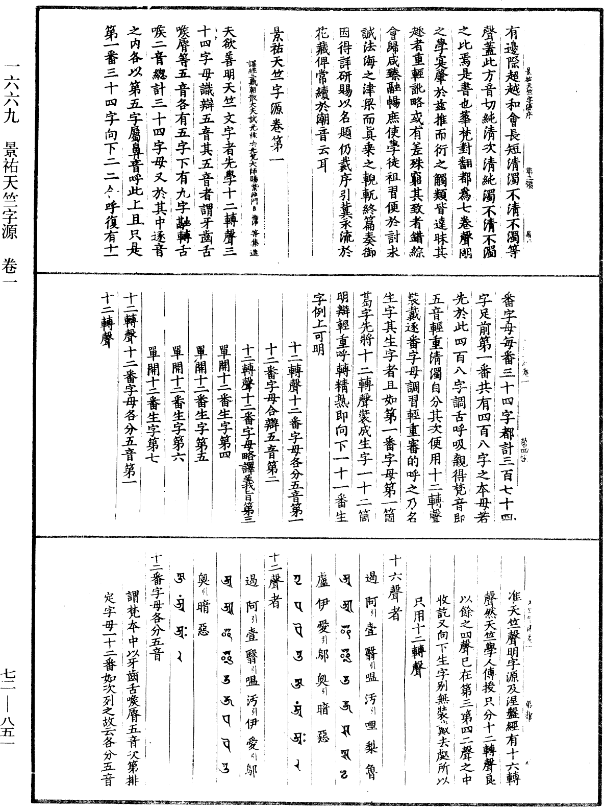 景祐天竺字源《中華大藏經》_第72冊_第851頁