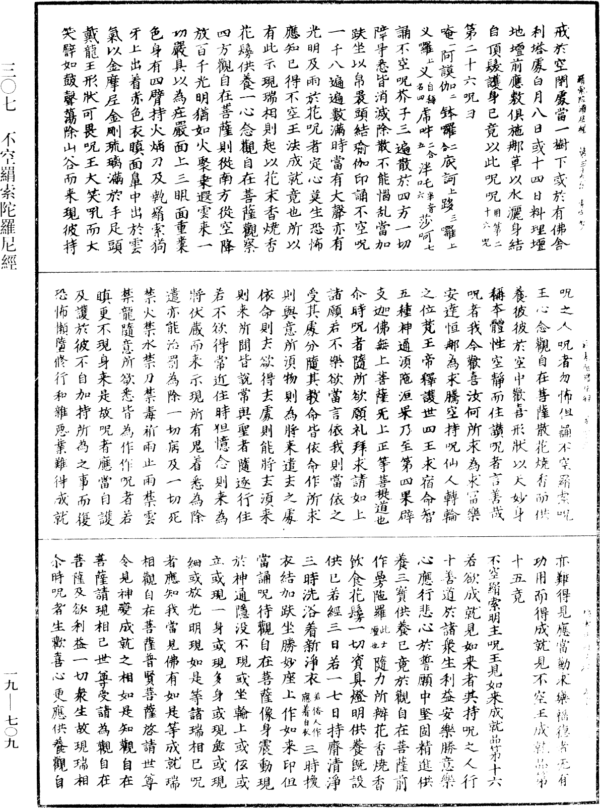 不空羂索陀羅尼經《中華大藏經》_第19冊_第709頁