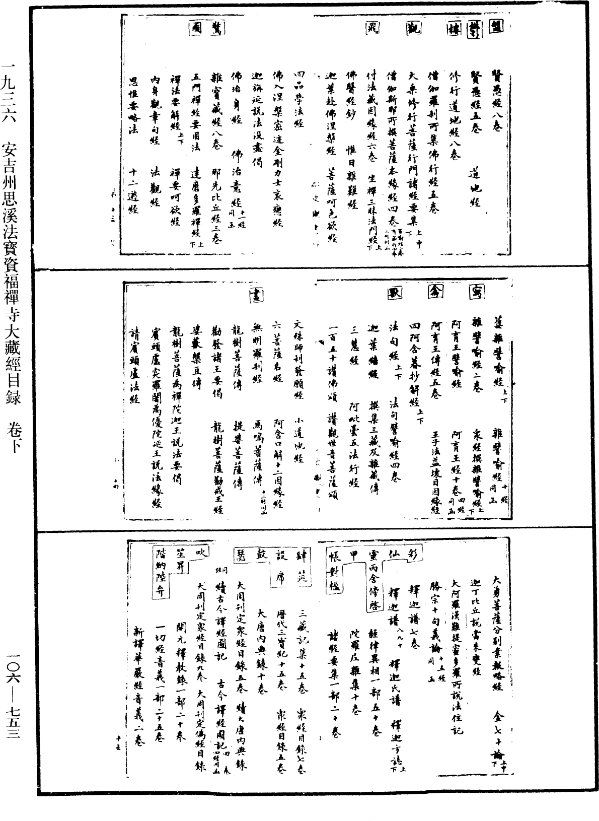 安吉州思溪法寶資福禪寺大藏經目錄《中華大藏經》_第106冊_第753頁