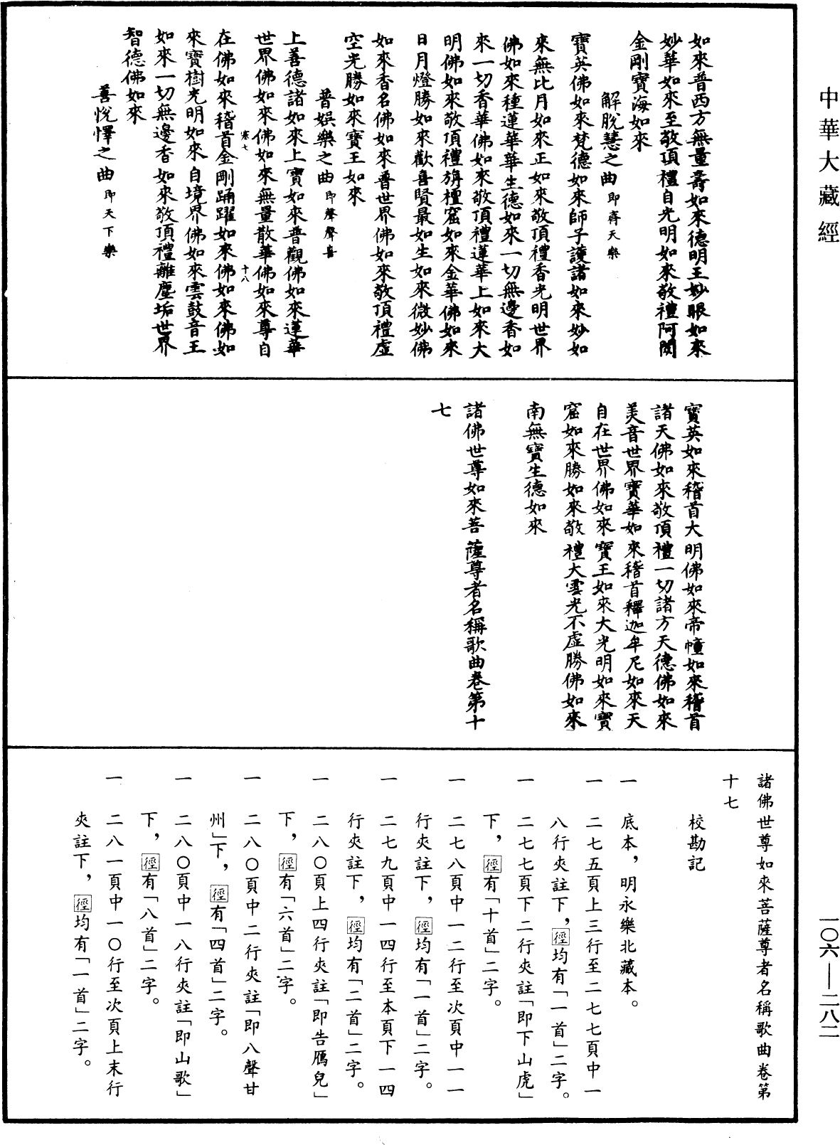 諸佛世尊如來菩薩尊者名稱歌曲《中華大藏經》_第106冊_第282頁