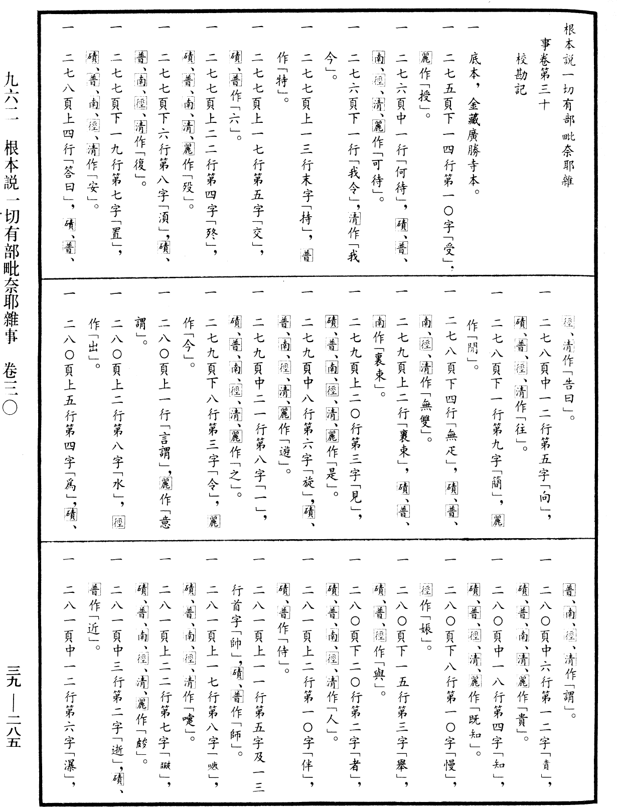 根本說一切有部毗奈耶雜事《中華大藏經》_第39冊_第0285頁