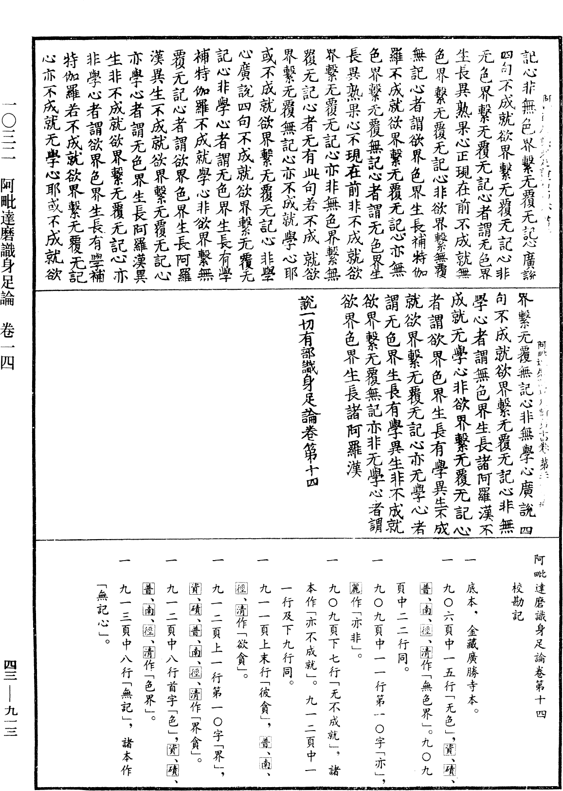 阿毗达磨识身足论《中华大藏经》_第43册_第913页