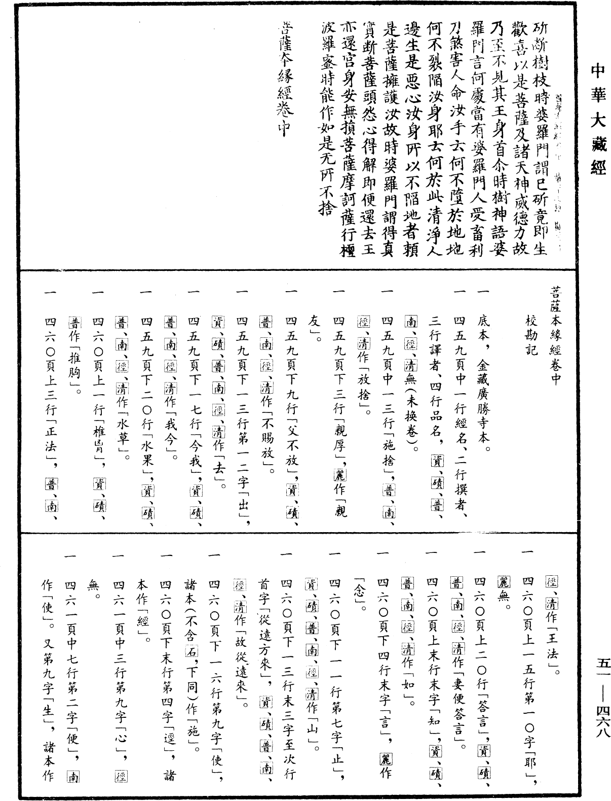 菩薩本緣經《中華大藏經》_第51冊_第468頁