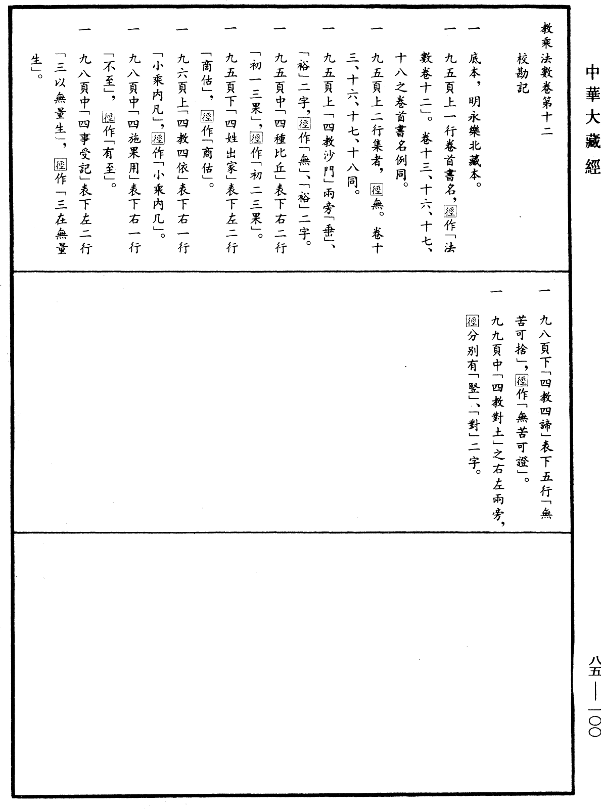 教乘法數《中華大藏經》_第85冊_第0100頁