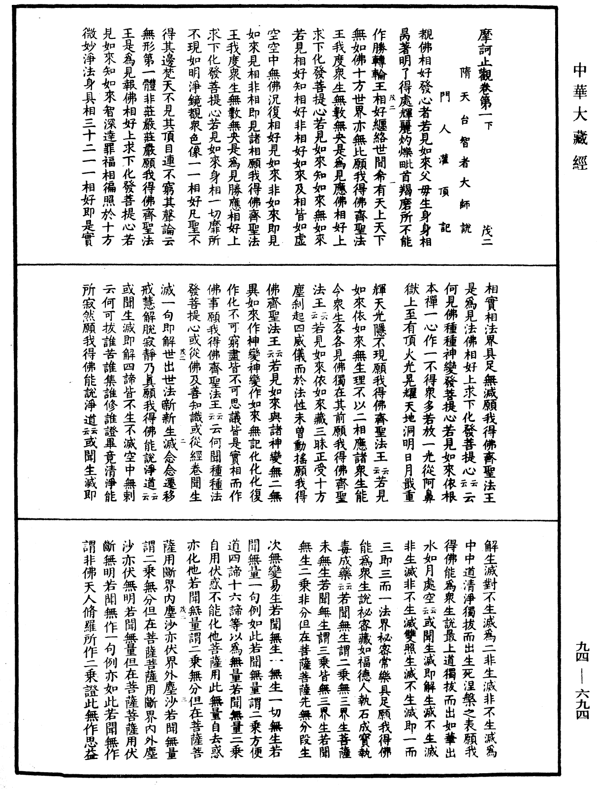 摩訶止觀《中華大藏經》_第94冊_第694頁