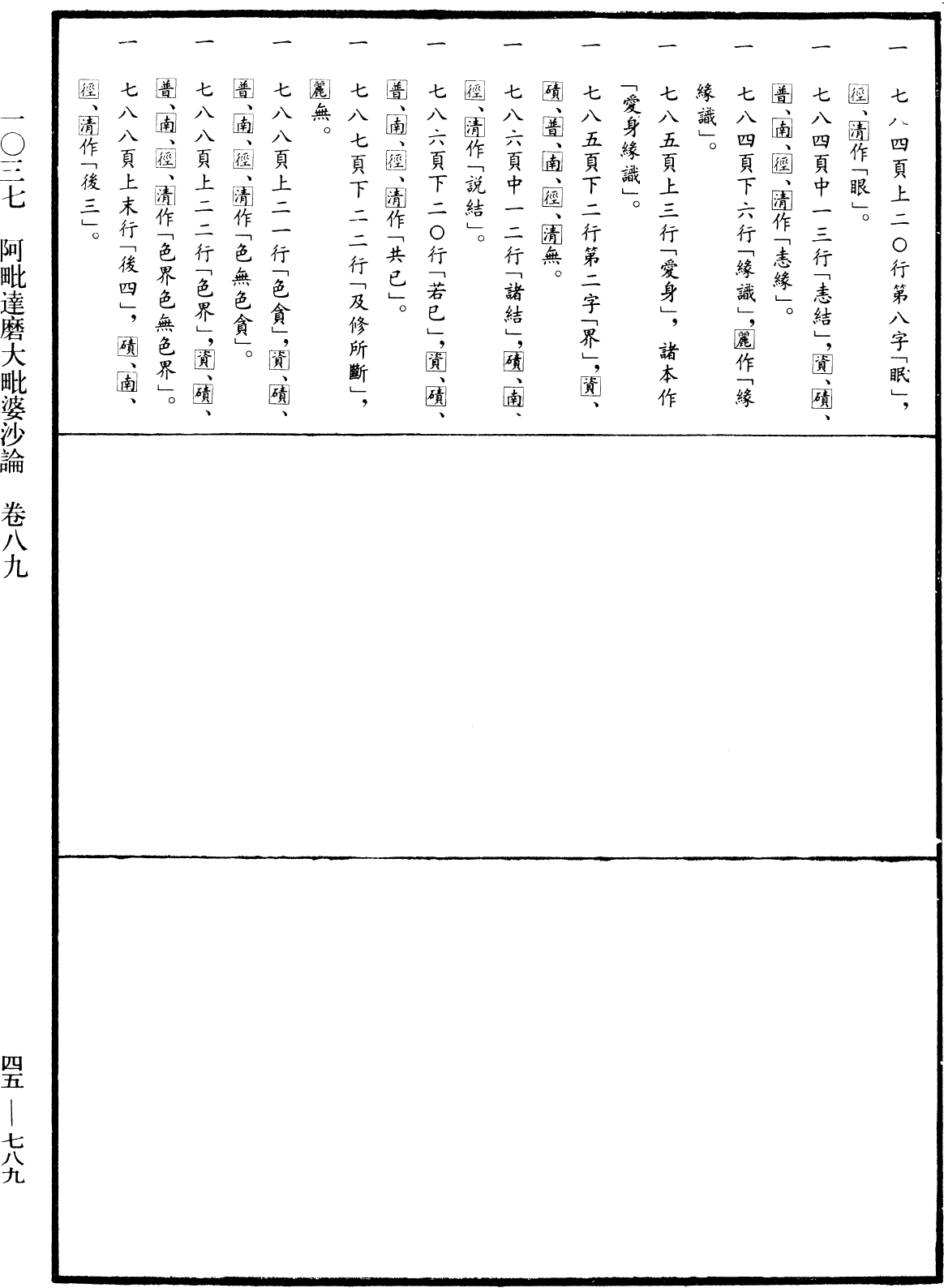 阿毗達磨大毗婆沙論《中華大藏經》_第45冊_第789頁89