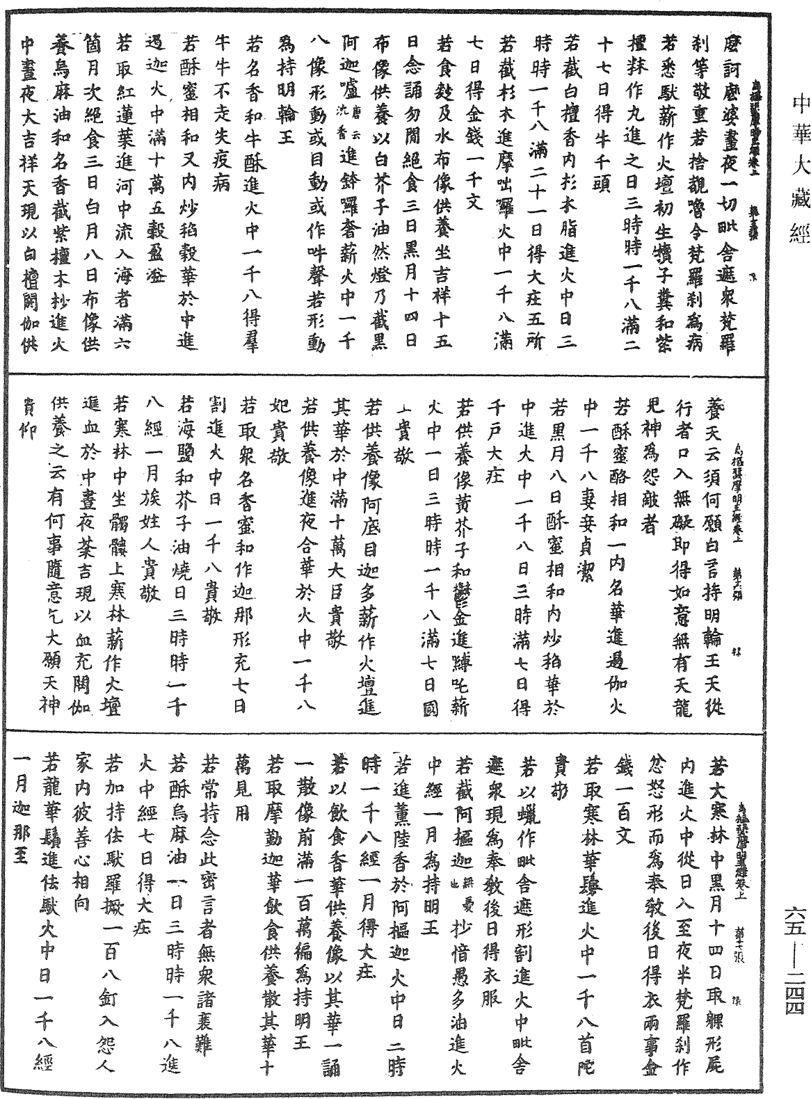 金剛恐怖集會方廣軌儀觀自在菩薩三世最勝心明王大威力烏樞瑟摩明王經《中華大藏經》_第65冊_第0244頁