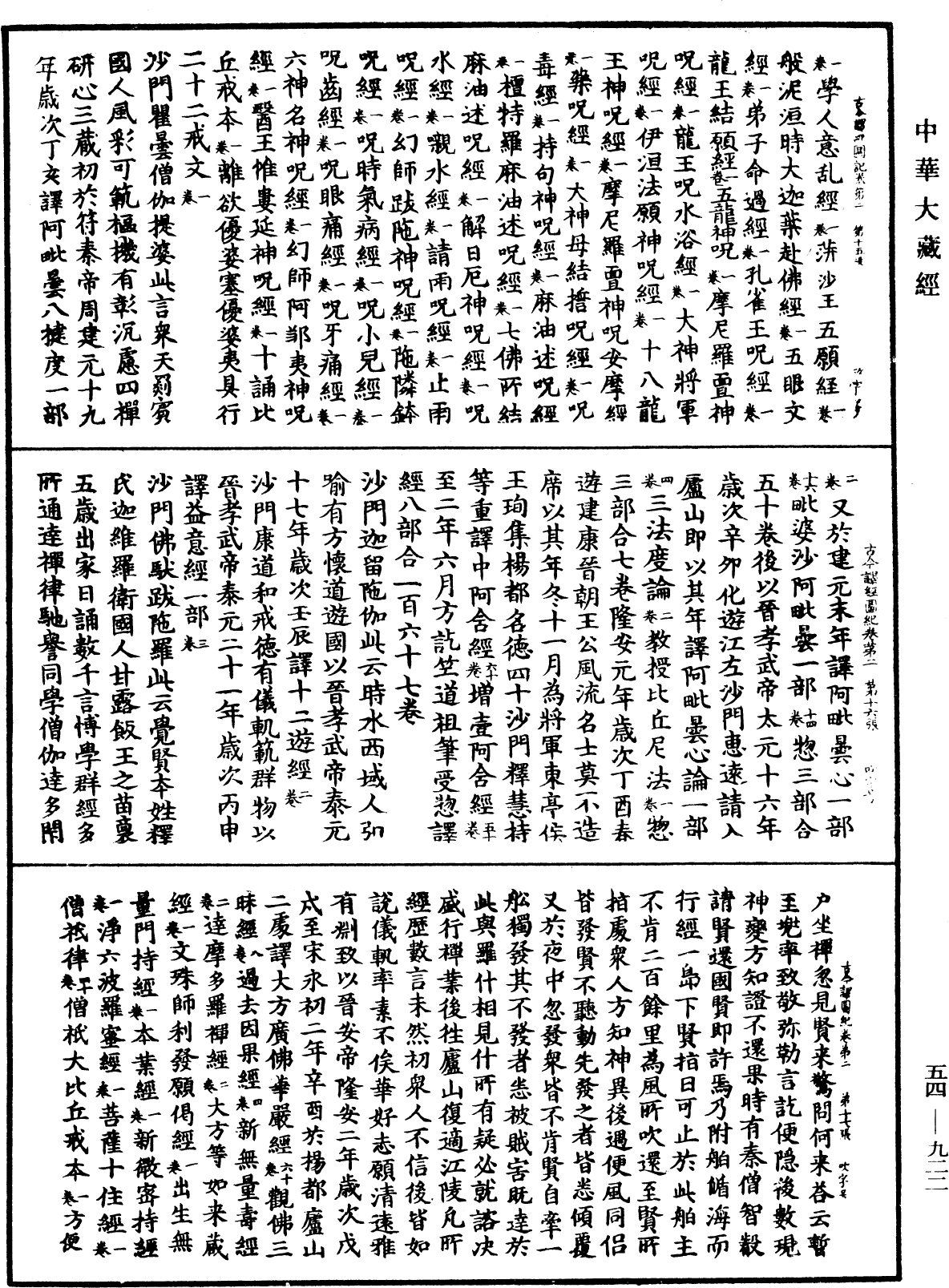 古今譯經圖紀《中華大藏經》_第54冊_第922頁