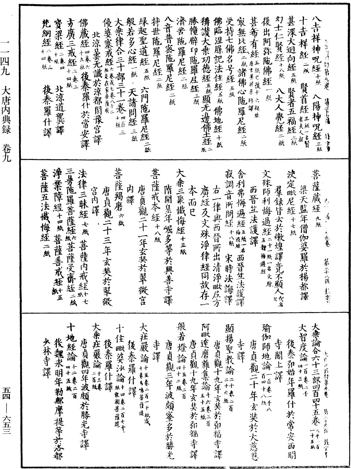 大唐內典錄《中華大藏經》_第54冊_第653頁