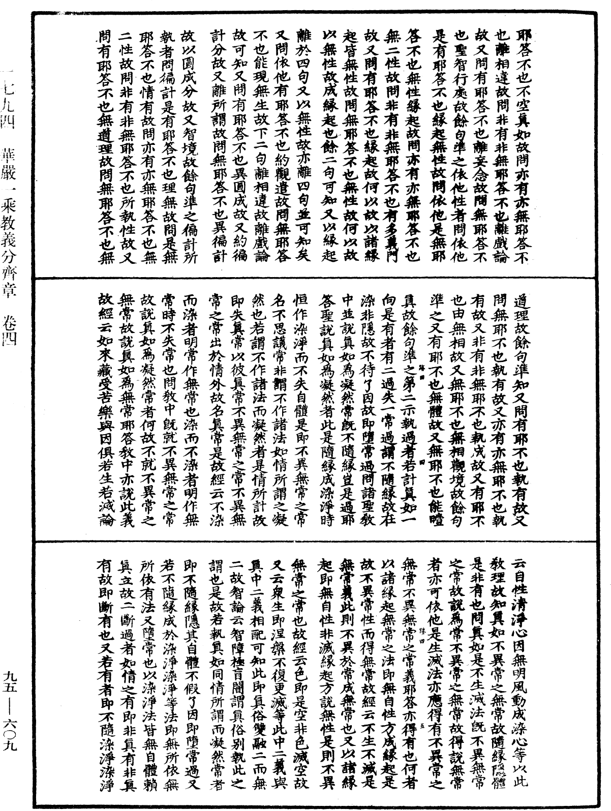 華嚴一乘教義分齊章《中華大藏經》_第95冊_第609頁