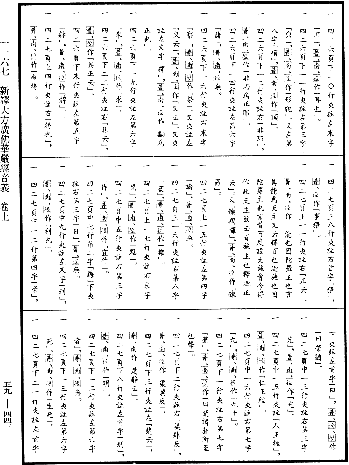 新譯大方廣佛華嚴經音義《中華大藏經》_第59冊_第0443頁