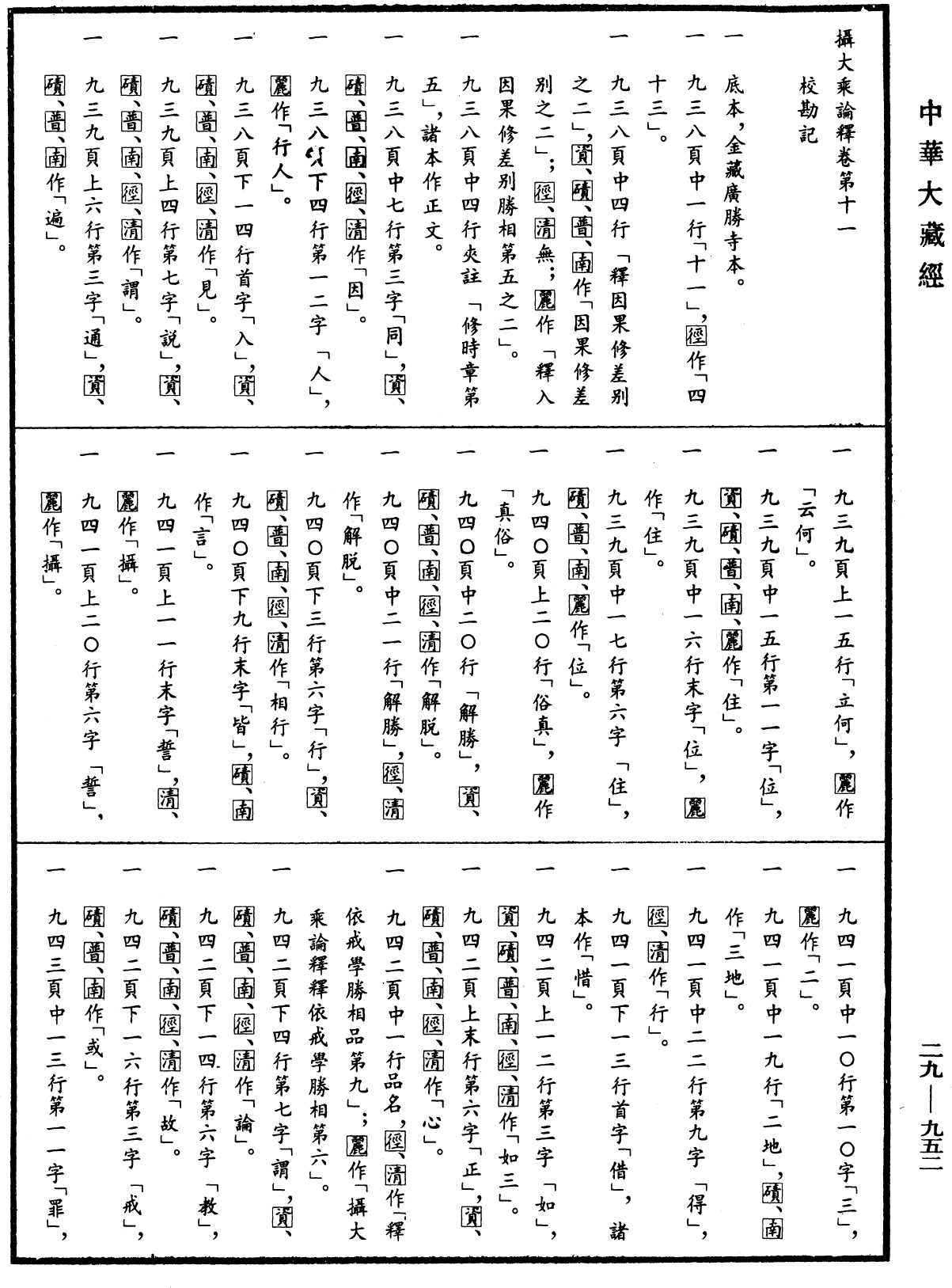 攝大乘論釋《中華大藏經》_第29冊_第0952頁