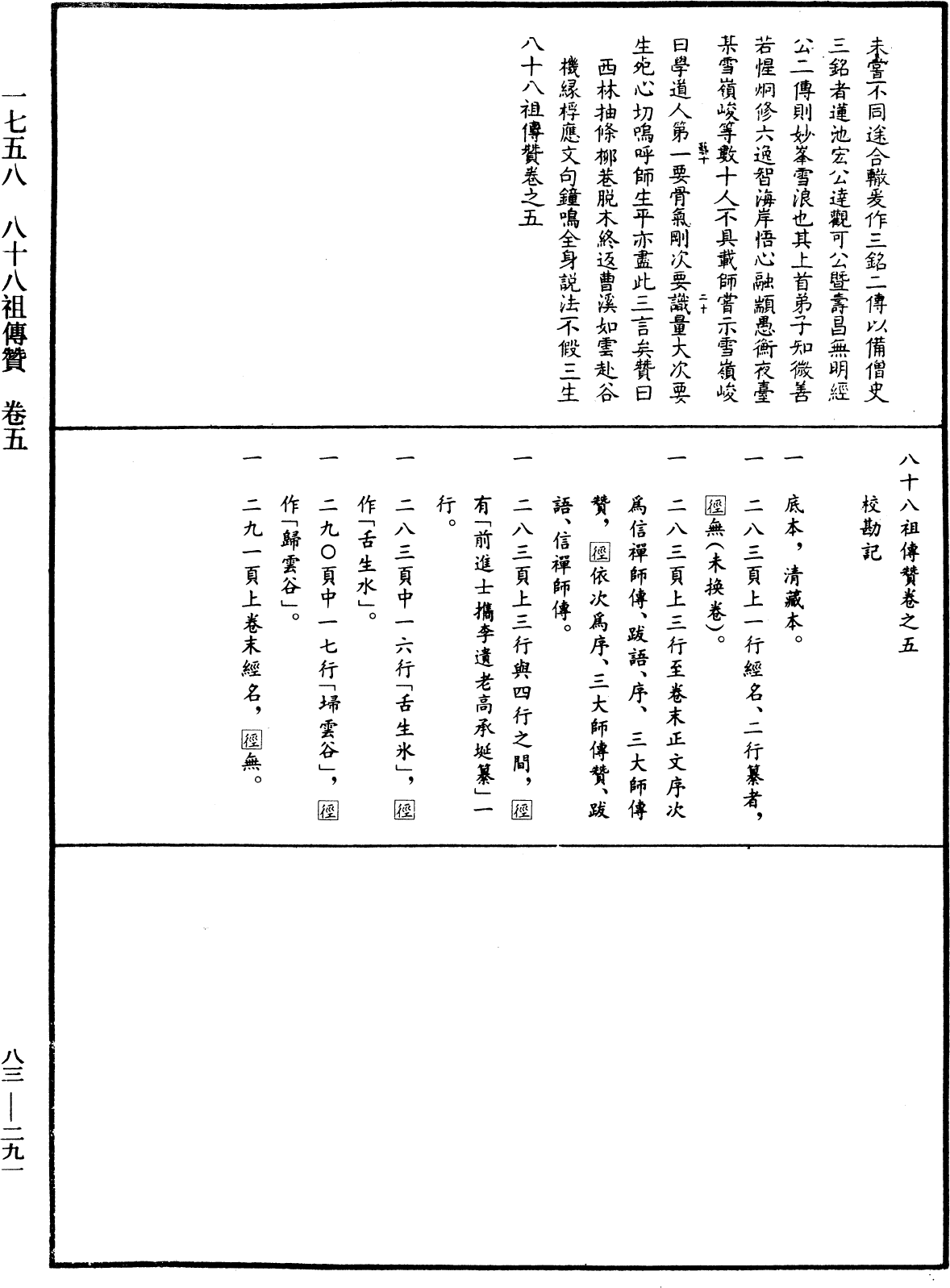 八十八祖傳贊《中華大藏經》_第83冊_第0291頁