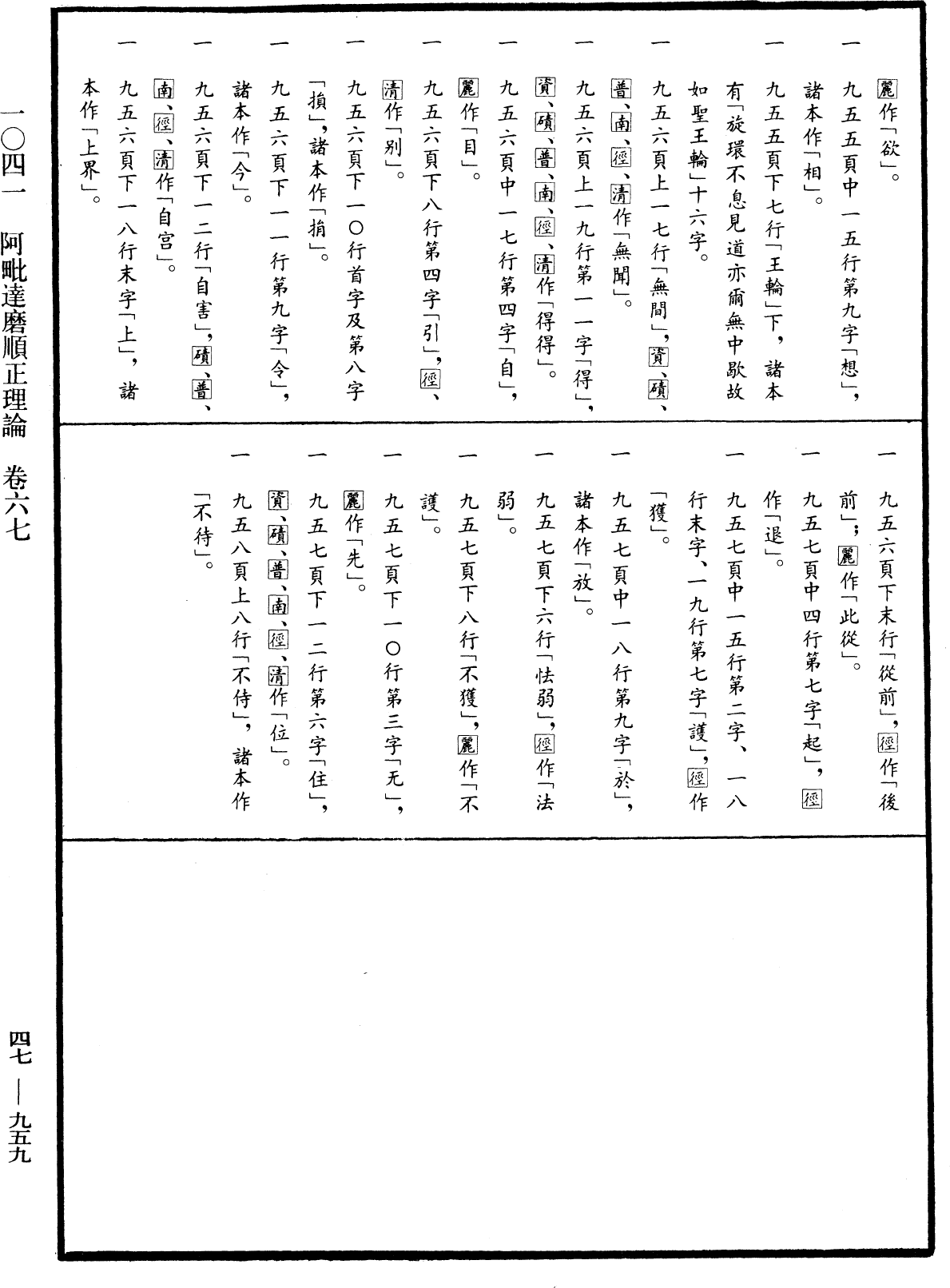 阿毗達磨順正理論《中華大藏經》_第47冊_第959頁67