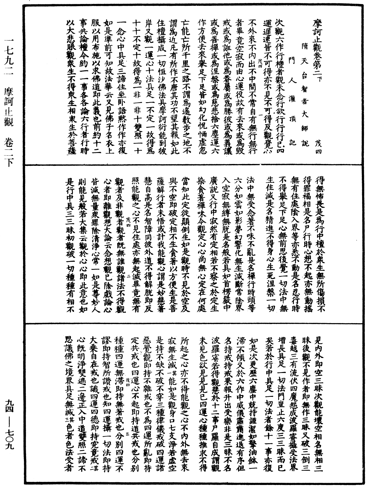 摩訶止觀《中華大藏經》_第94冊_第709頁