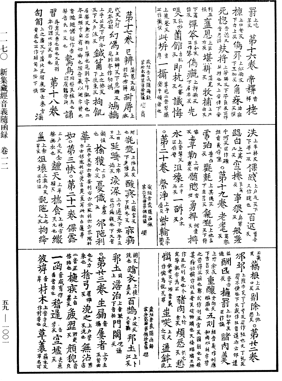 新集藏經音義隨函錄《中華大藏經》_第59冊_第1001頁