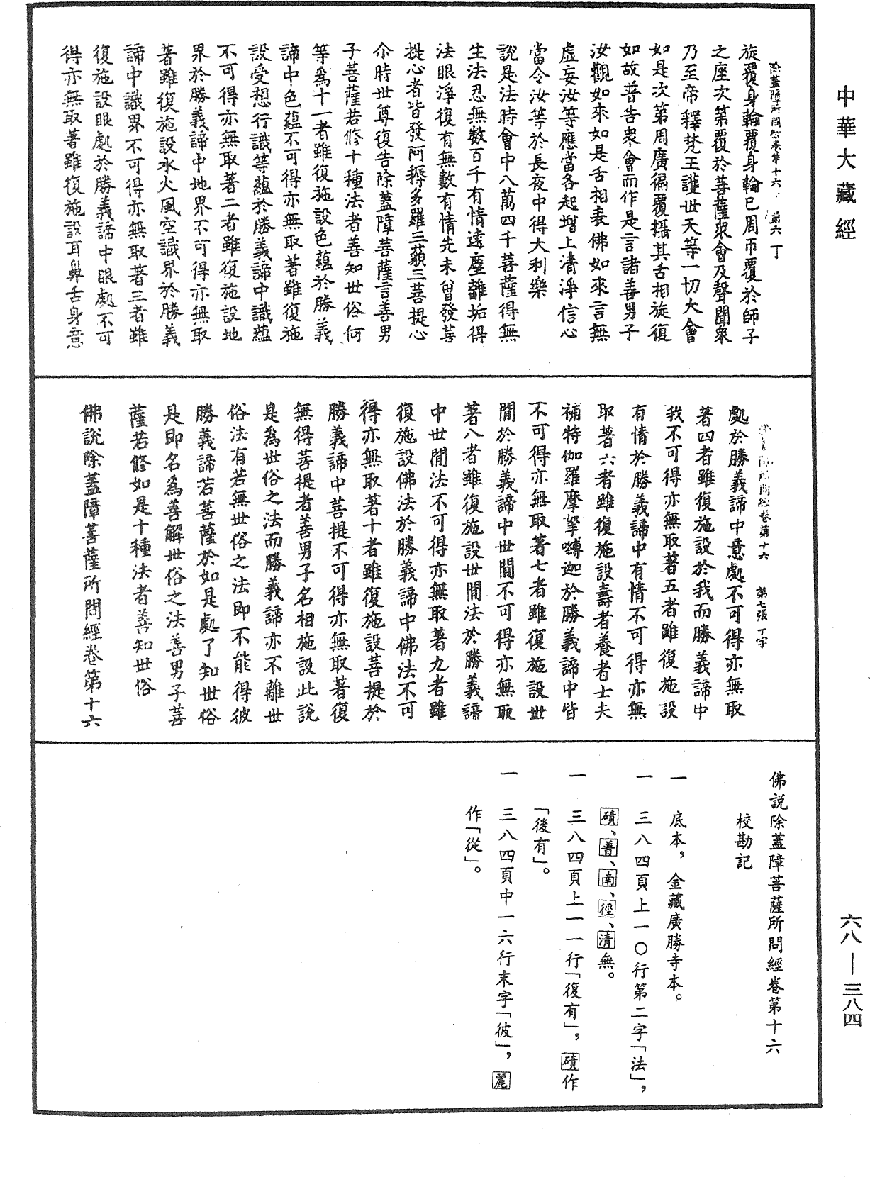 佛說除蓋障菩薩所問經《中華大藏經》_第68冊_第0384頁