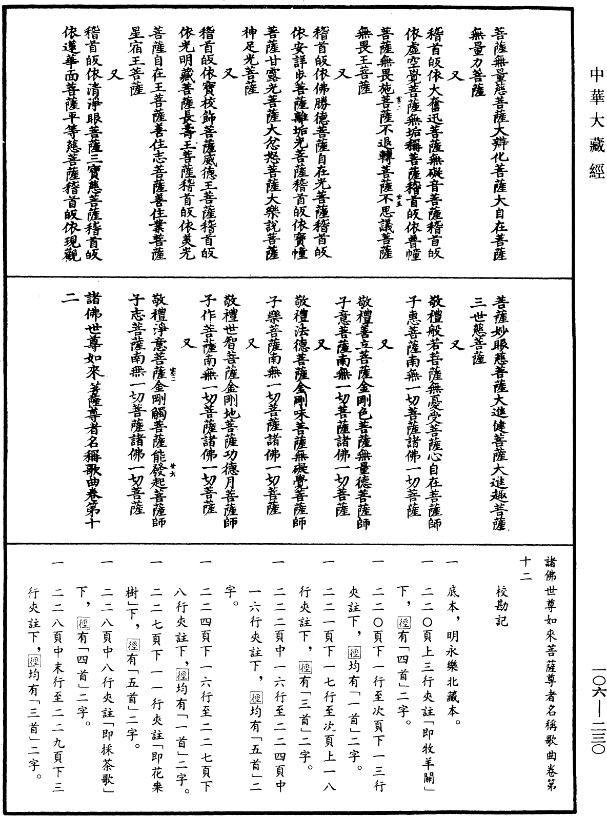 諸佛世尊如來菩薩尊者名稱歌曲《中華大藏經》_第106冊_第230頁