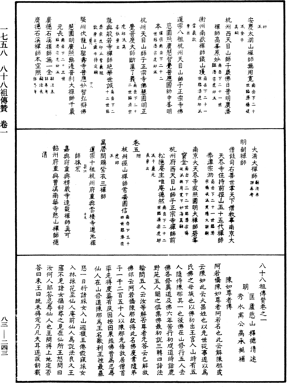 八十八祖傳贊《中華大藏經》_第83冊_第0243頁