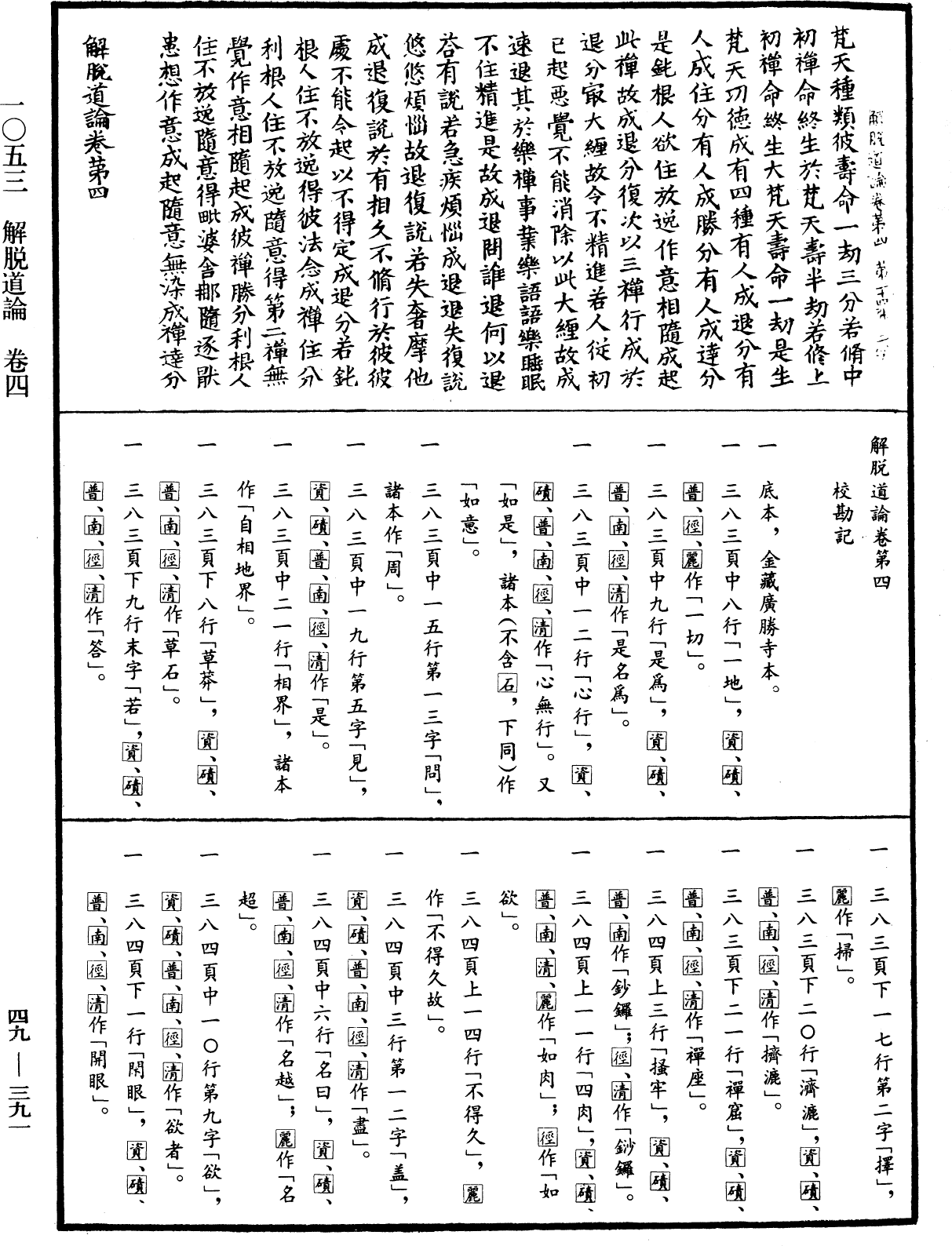 解脫道論《中華大藏經》_第49冊_第0391頁