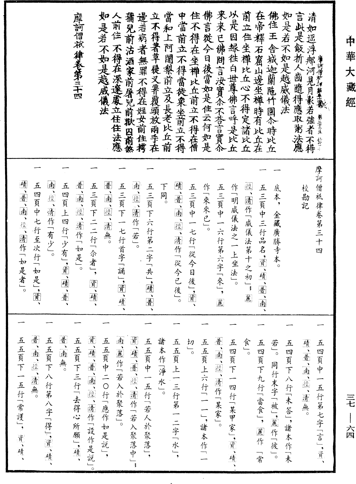 摩訶僧祇律《中華大藏經》_第37冊_第064頁