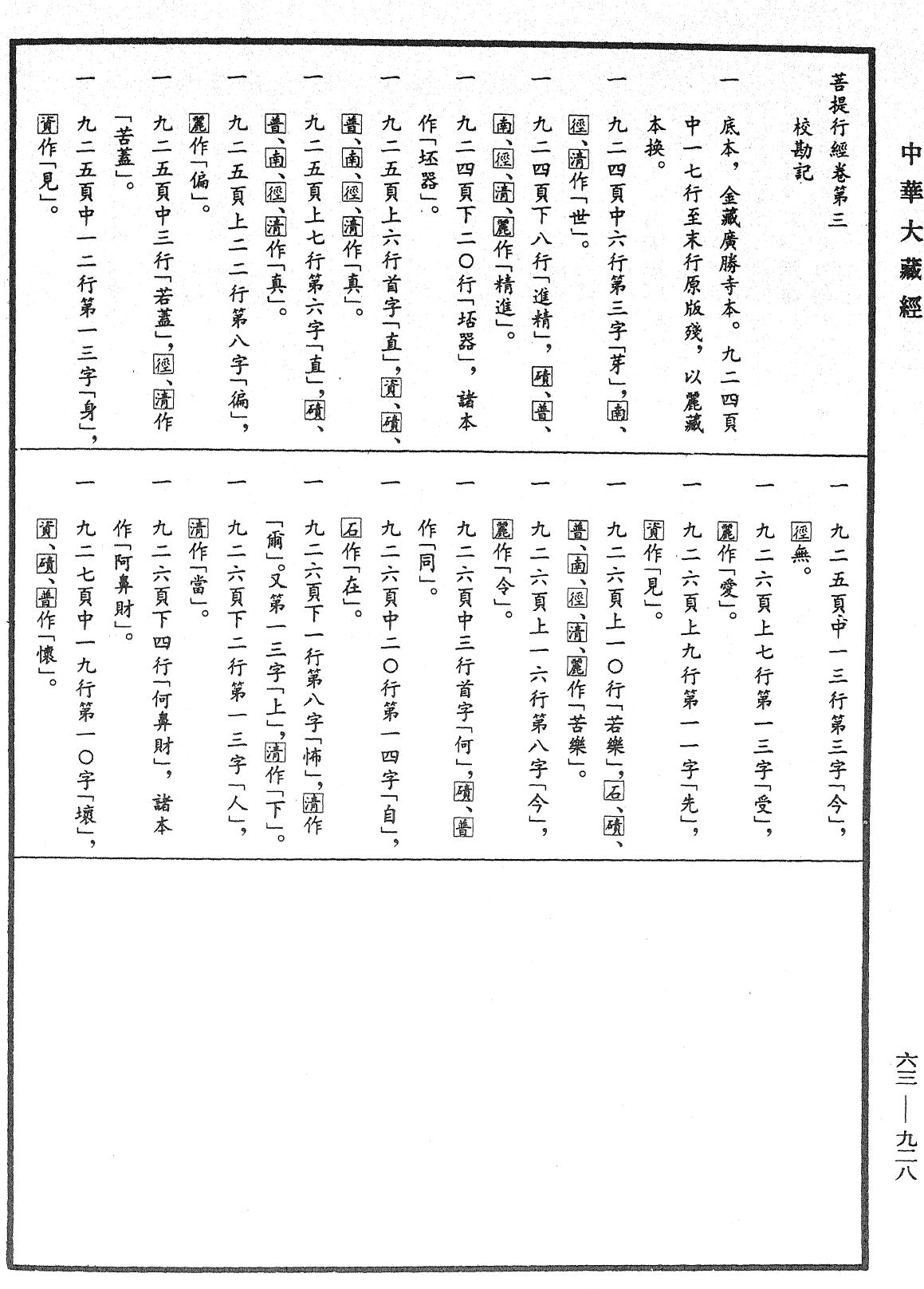 菩提行經《中華大藏經》_第63冊_第0928頁