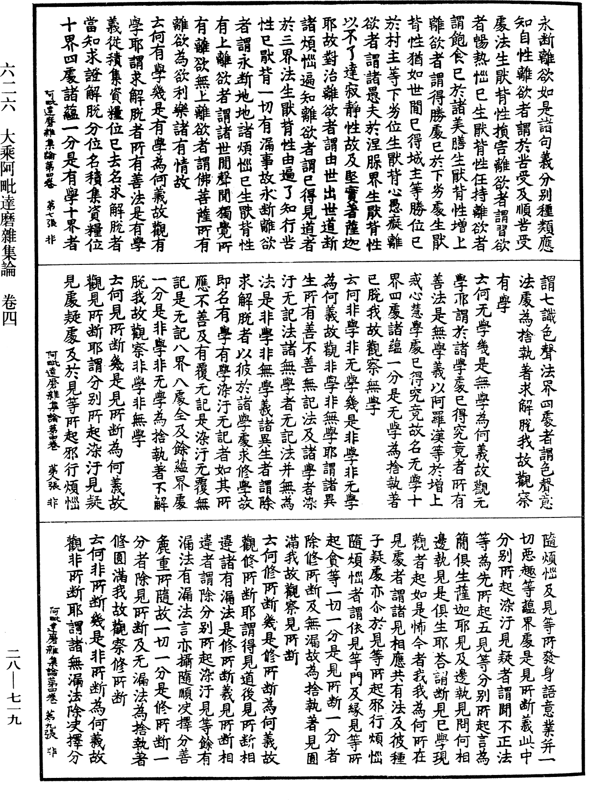 大乘阿毗達磨雜集論《中華大藏經》_第28冊_第0719頁