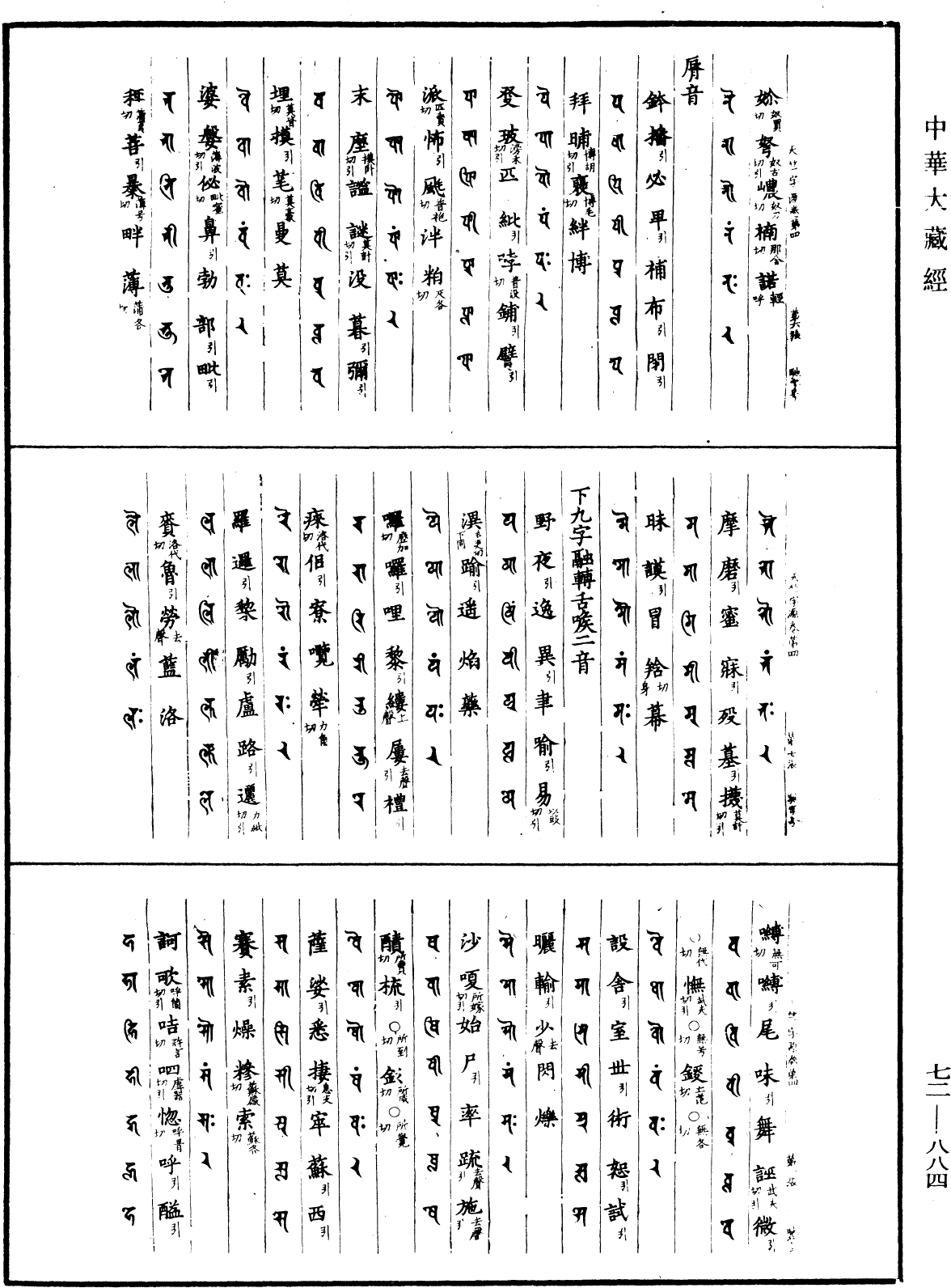 景祐天竺字源《中華大藏經》_第72冊_第884頁