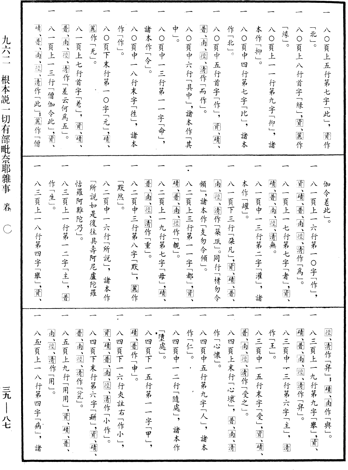 根本說一切有部毗奈耶雜事《中華大藏經》_第39冊_第0087頁