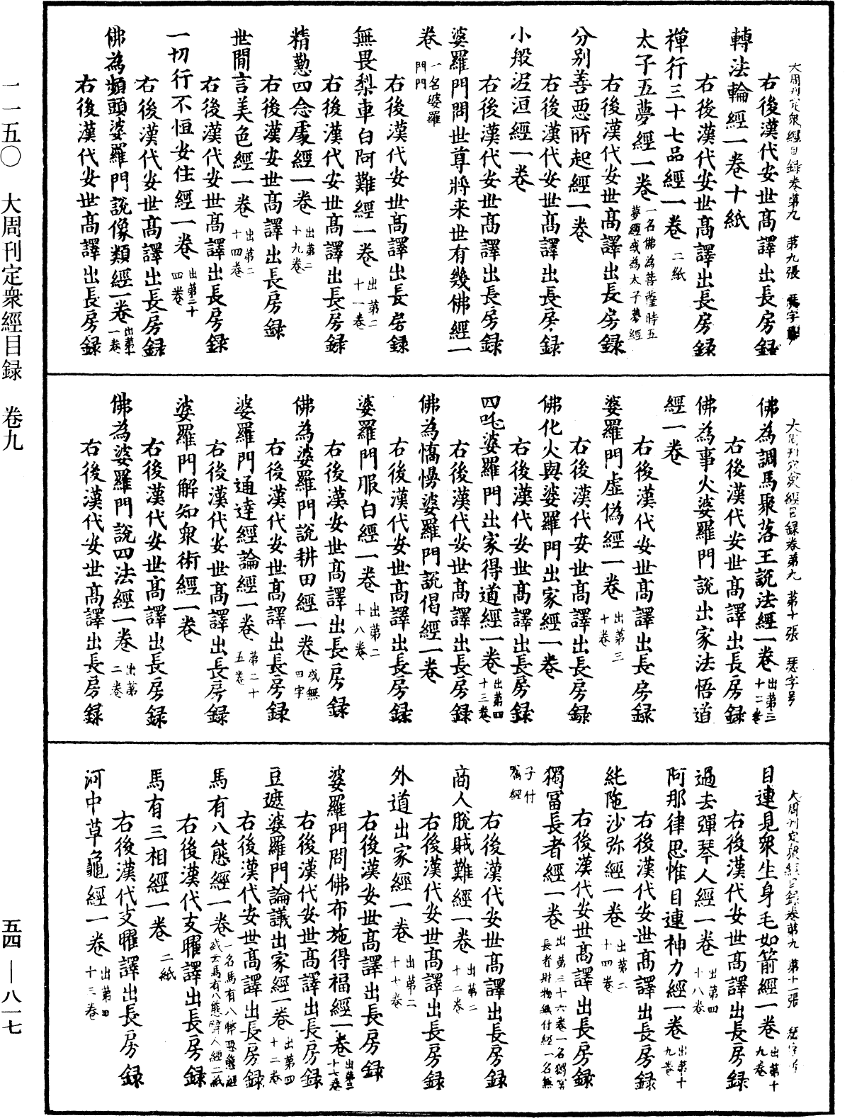 大周刊定眾經目錄《中華大藏經》_第54冊_第817頁