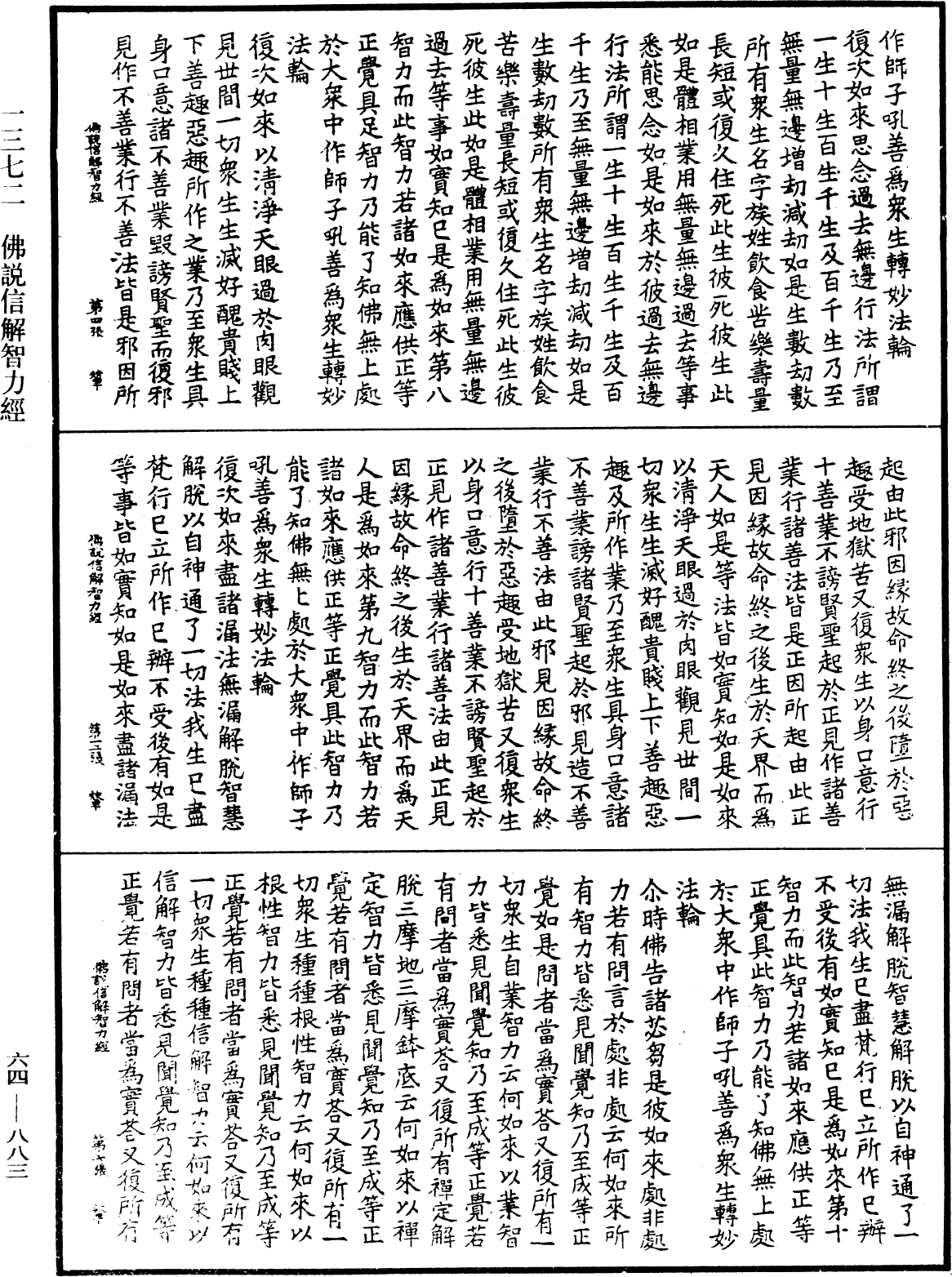 佛說信解智力經《中華大藏經》_第64冊_第0883頁