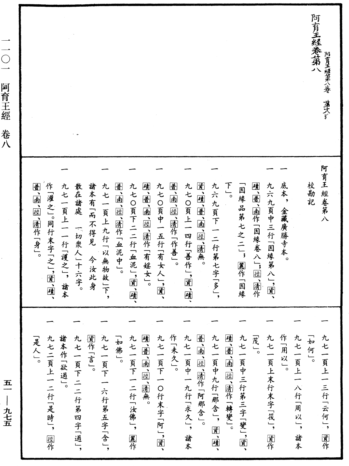 阿育王经《中华大藏经》_第51册_第975页