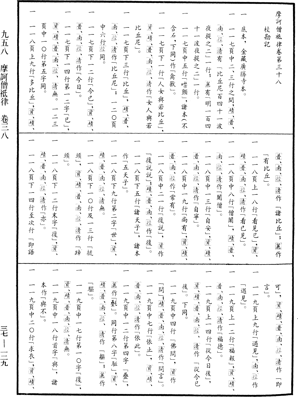 摩訶僧祇律《中華大藏經》_第37冊_第129頁