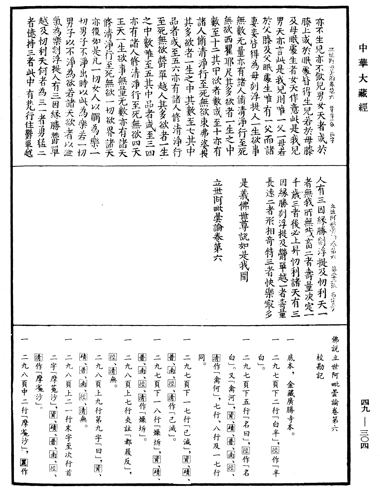 佛說立世阿毗曇論《中華大藏經》_第49冊_第0304頁