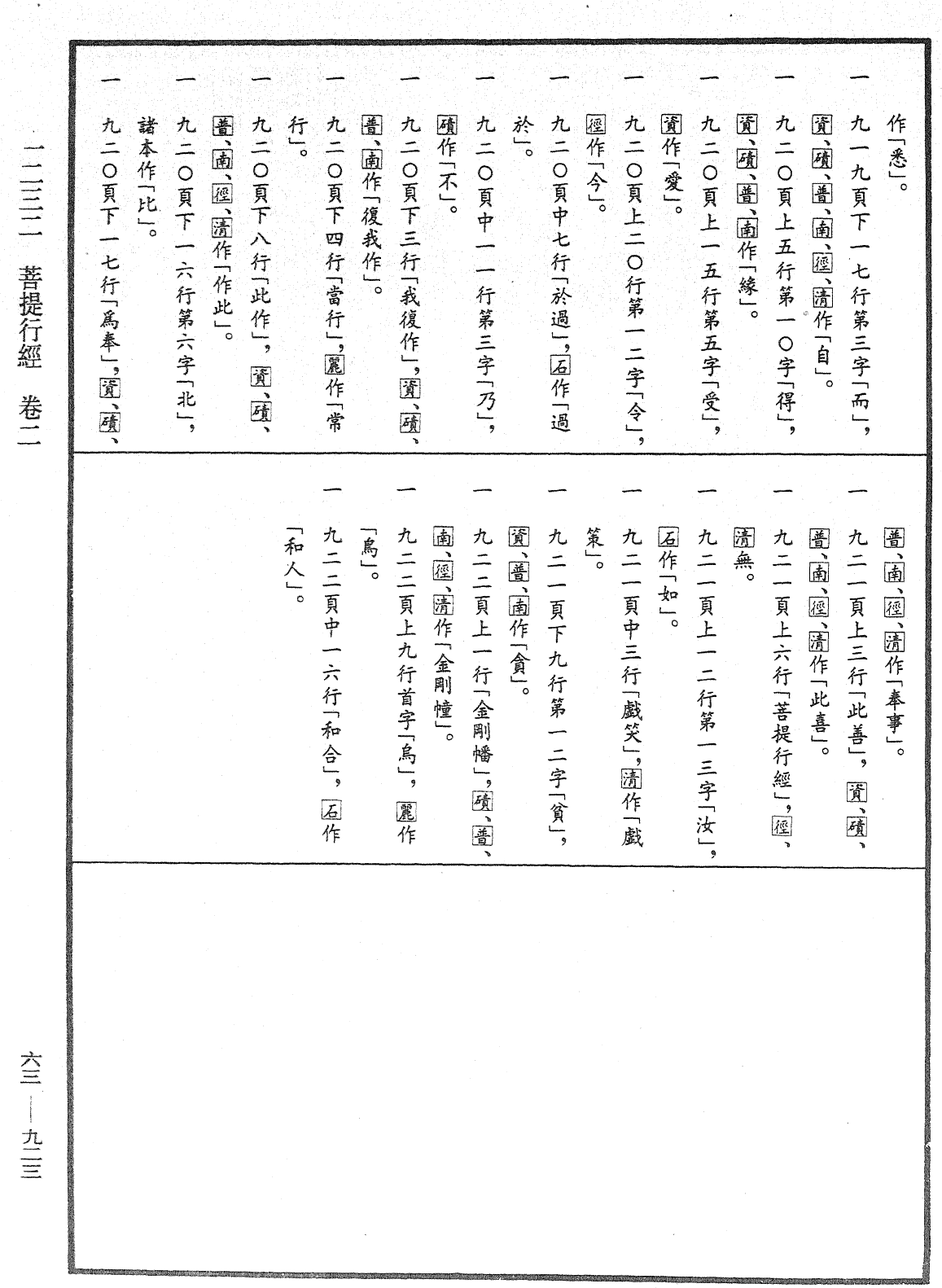 菩提行經《中華大藏經》_第63冊_第0923頁