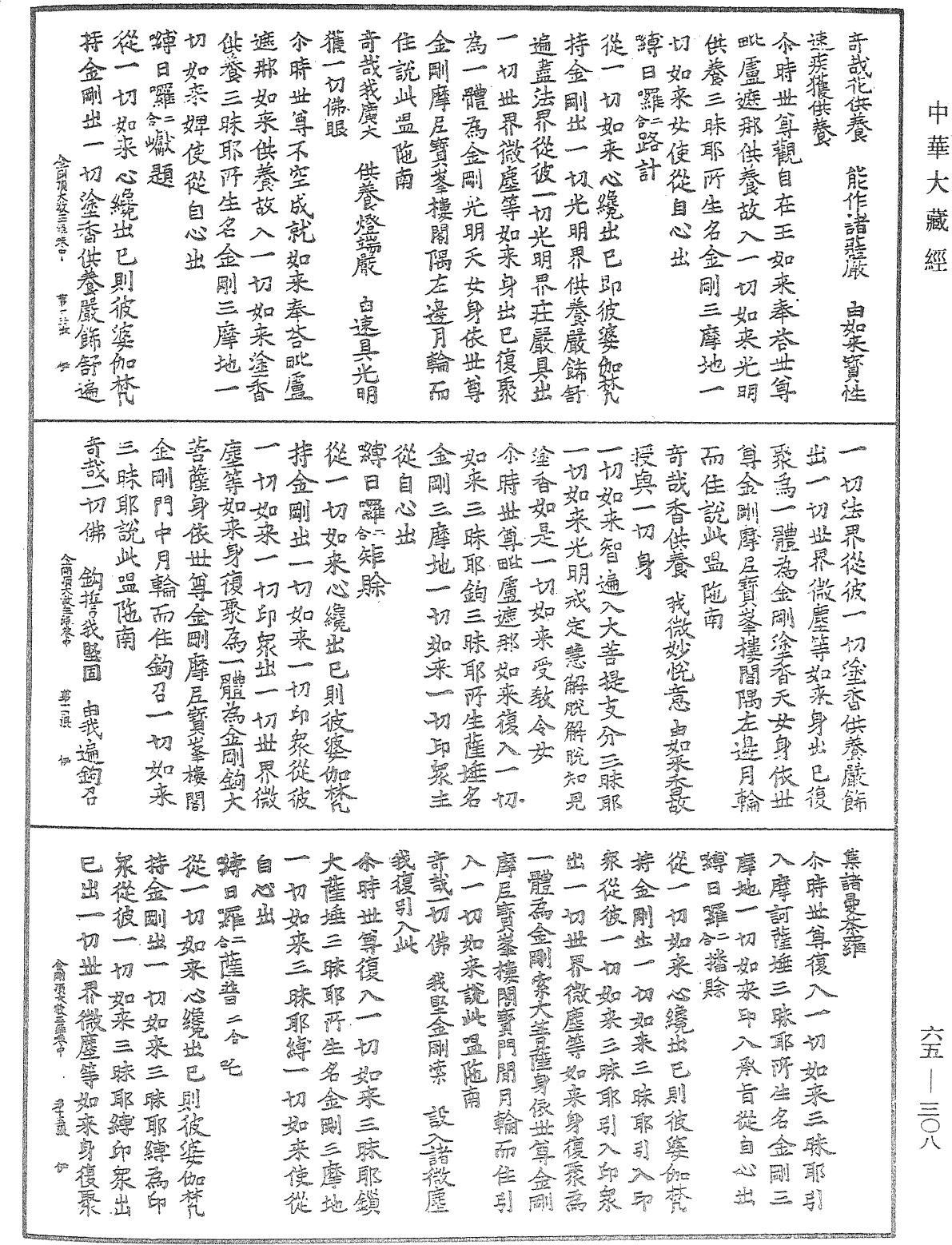 金刚顶一切如来真实摄大乘现证大教王经《中华大藏经》_第65册_第0308页