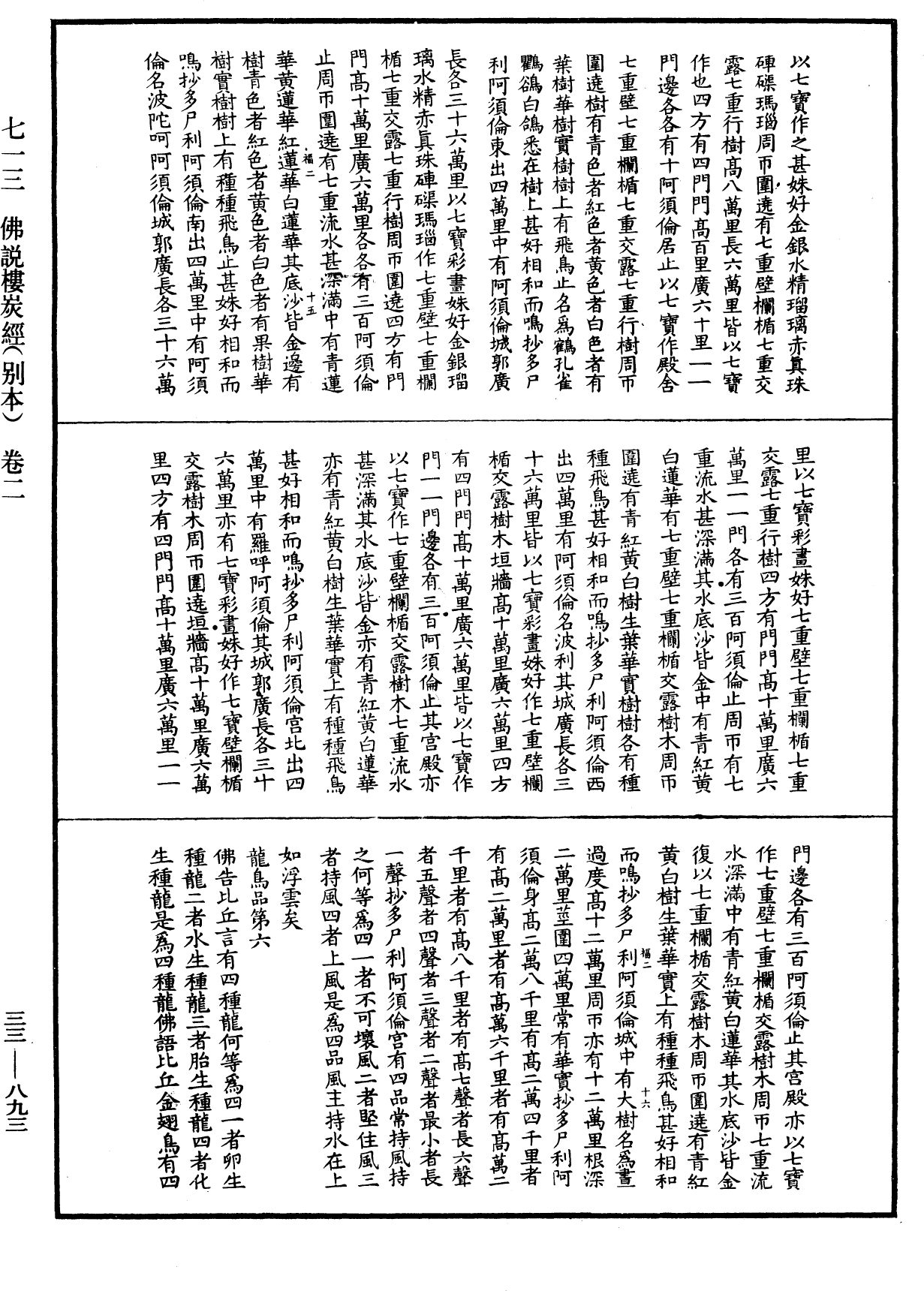 佛說樓炭經(別本)《中華大藏經》_第33冊_第0893頁