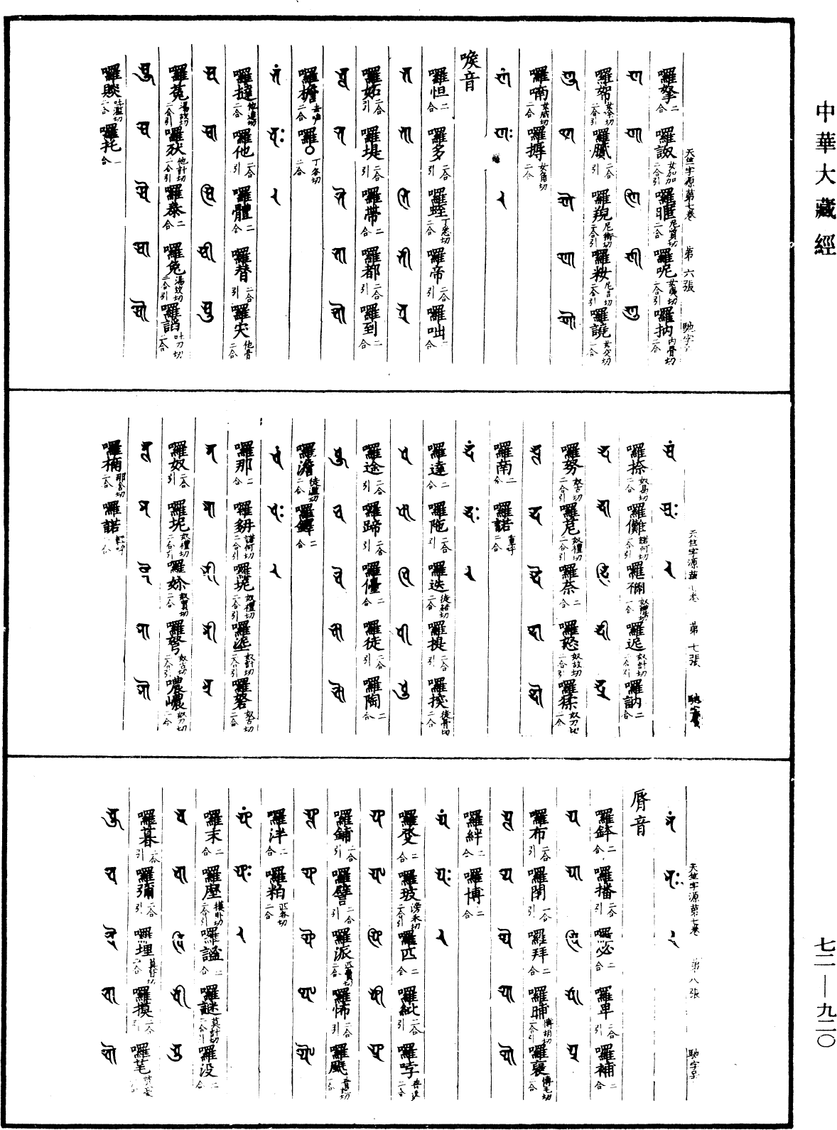 景祐天竺字源《中華大藏經》_第72冊_第920頁