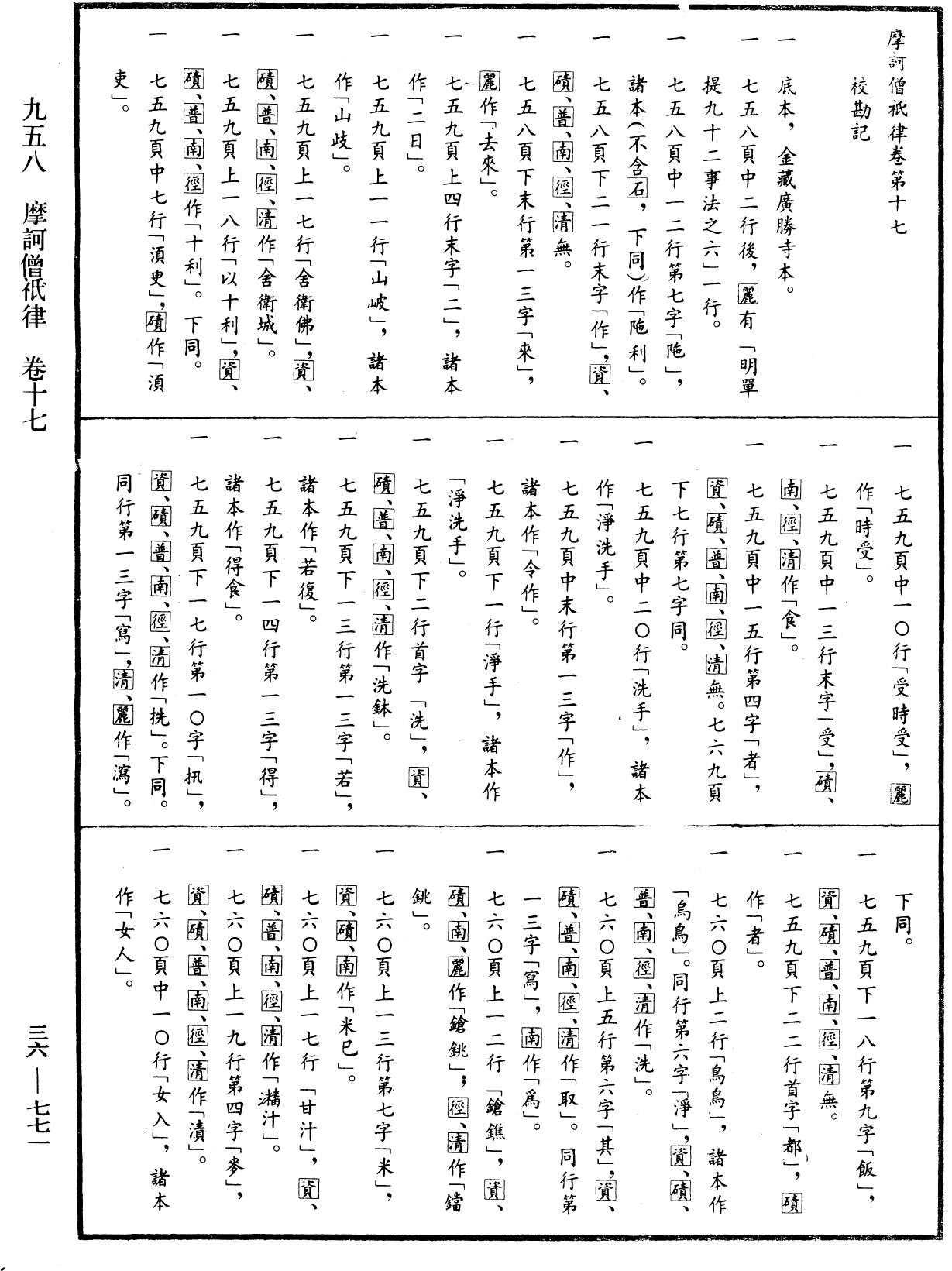 摩訶僧祇律《中華大藏經》_第36冊_第0771頁