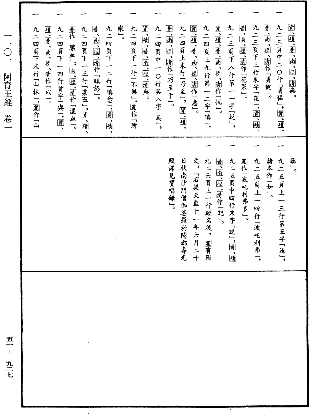 阿育王經《中華大藏經》_第51冊_第927頁