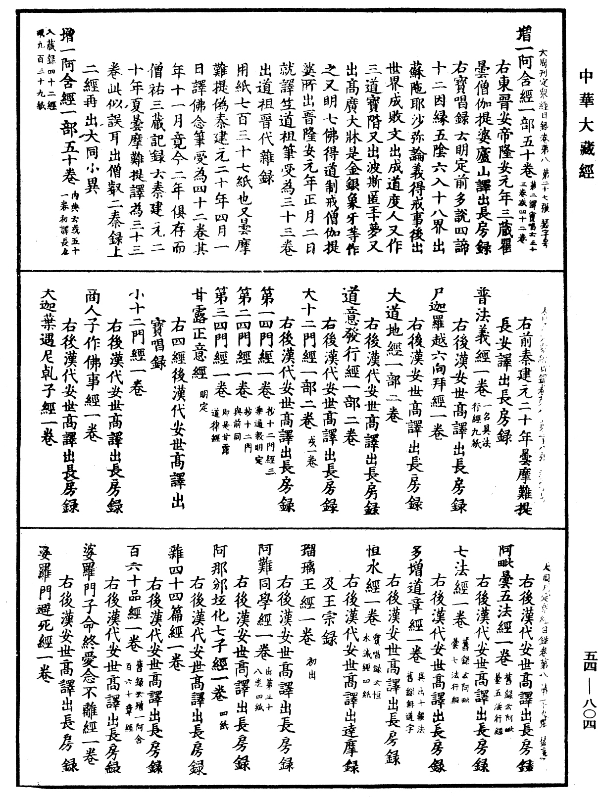 大周刊定眾經目錄《中華大藏經》_第54冊_第804頁