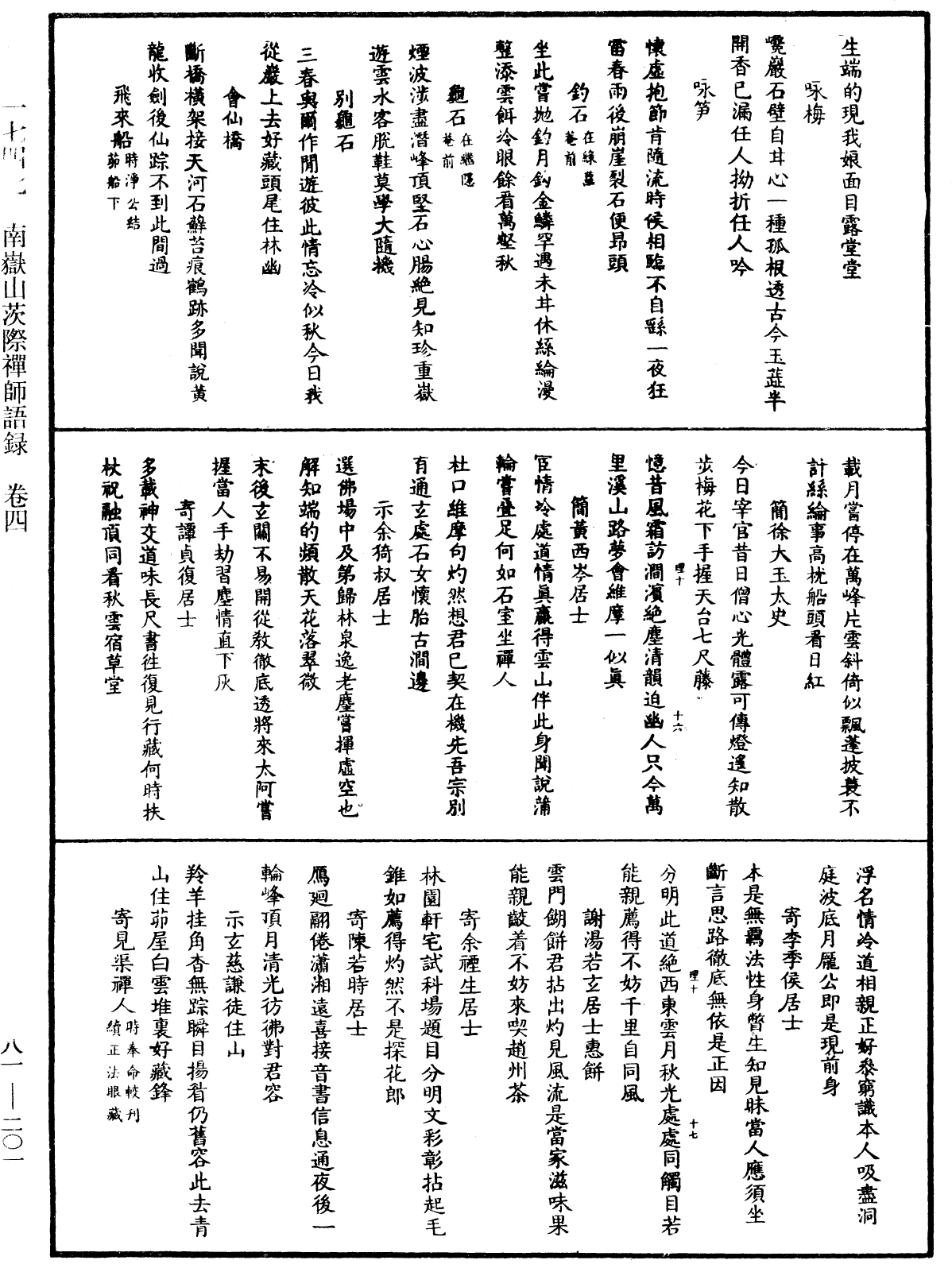 南嶽山茨際禪師語錄《中華大藏經》_第81冊_第0201頁