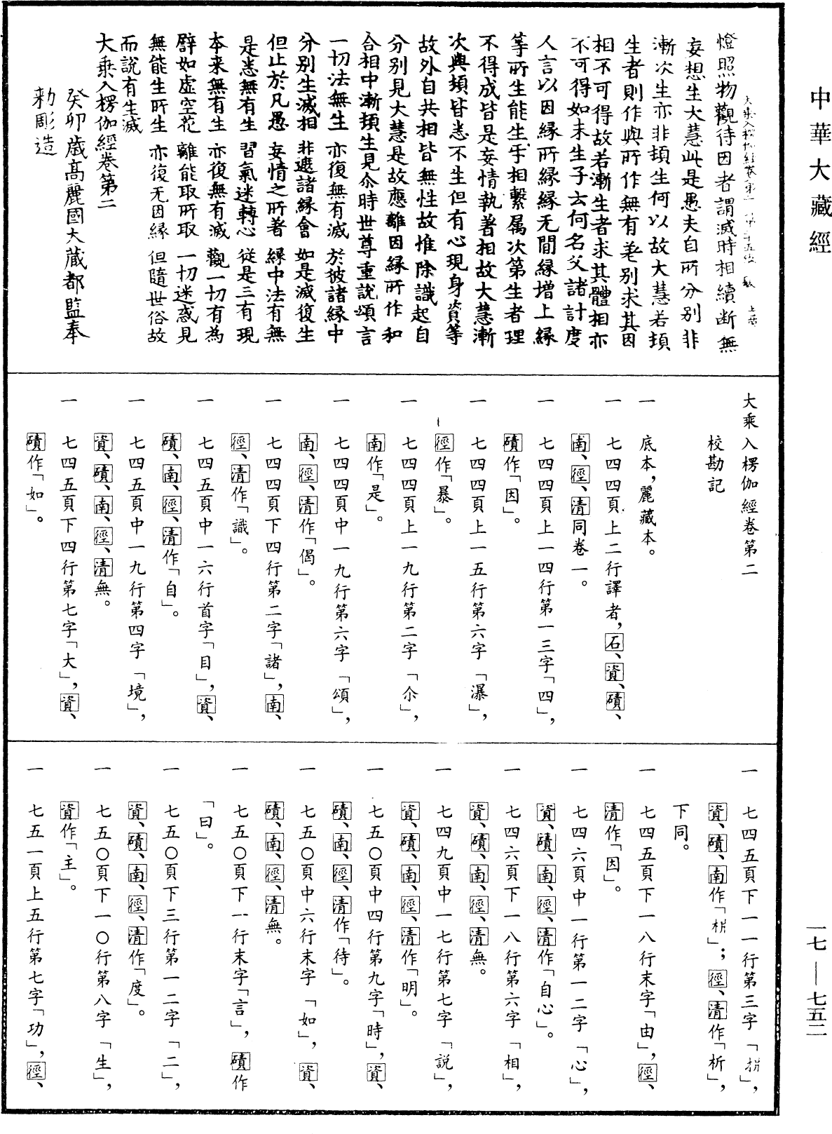 大乘入楞伽經《中華大藏經》_第17冊_第752頁