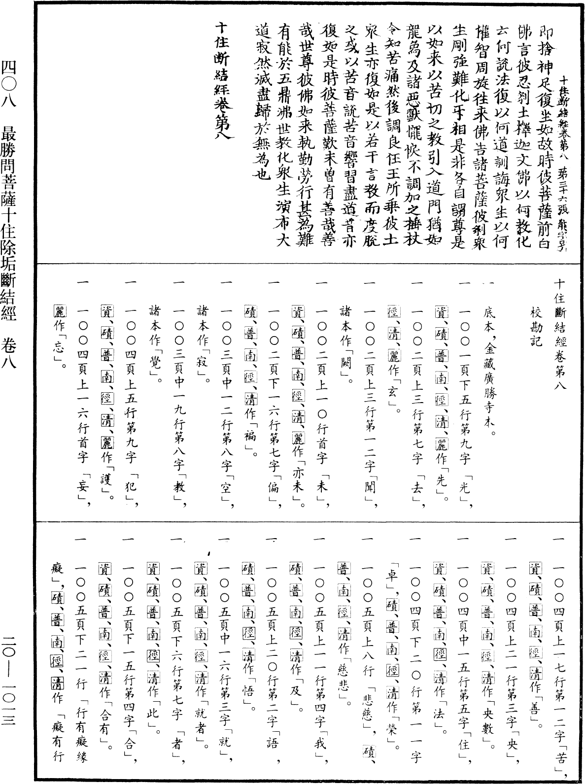 最勝問菩薩十住除垢斷結經《中華大藏經》_第20冊_第1013頁