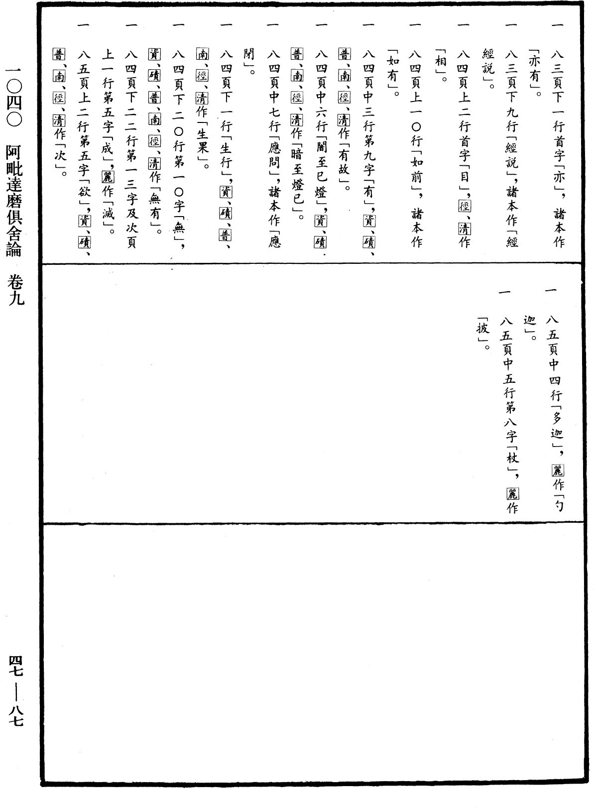 阿毗達磨俱舍論《中華大藏經》_第47冊_第087頁9